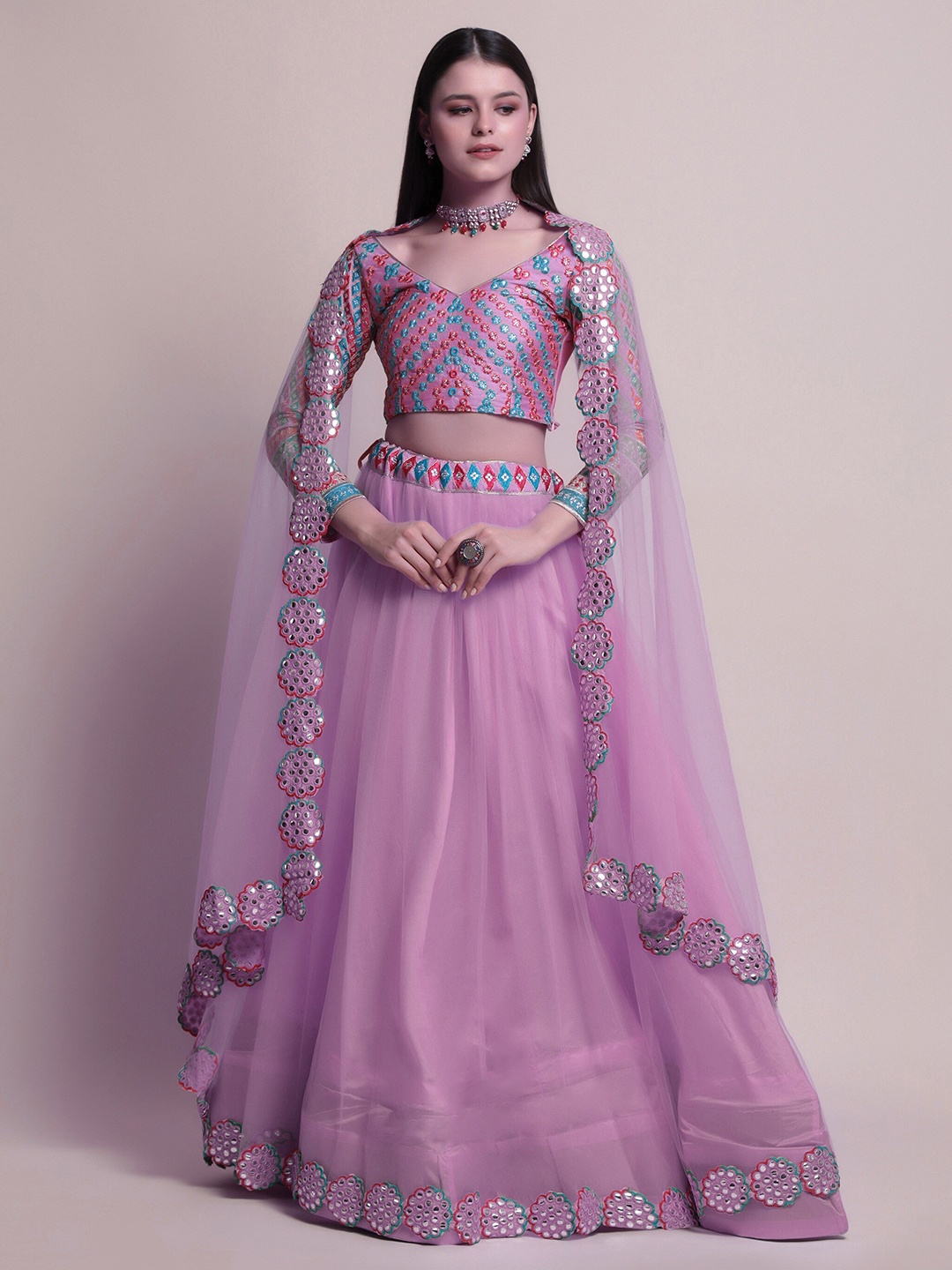 Warthy Ent Lavender & Red Embroidered Mirror Work Semi-Stitched Lehenga & Unstitched Blouse With Dupatta
Warthy Ent Lavender & Red Embroidered Mirror Work Semi-Stitched Lehenga & Unstitched Blouse With Dupatta