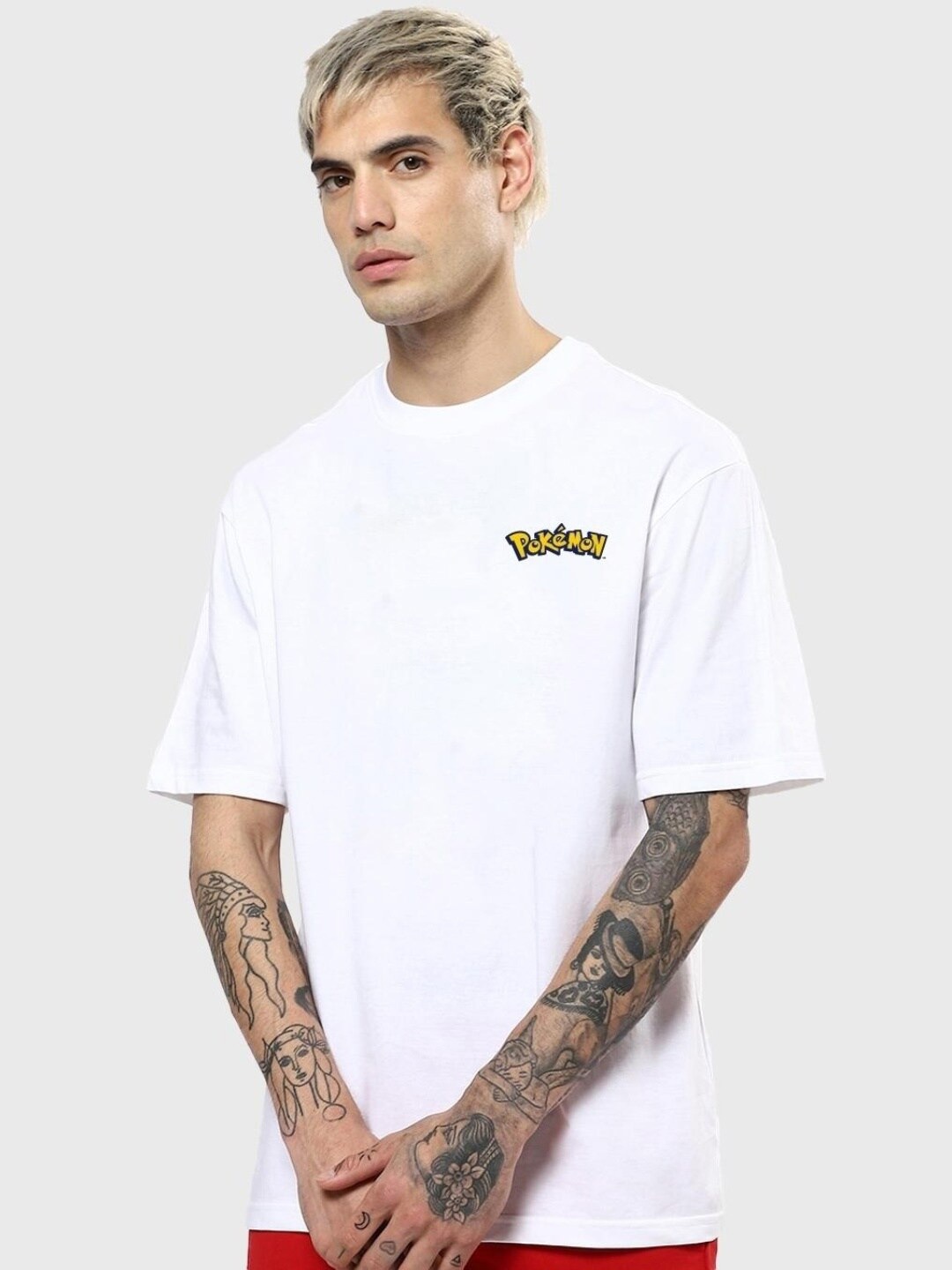 Bewakoof Men White & Yellow Pikachu Printed Loose T-shirt