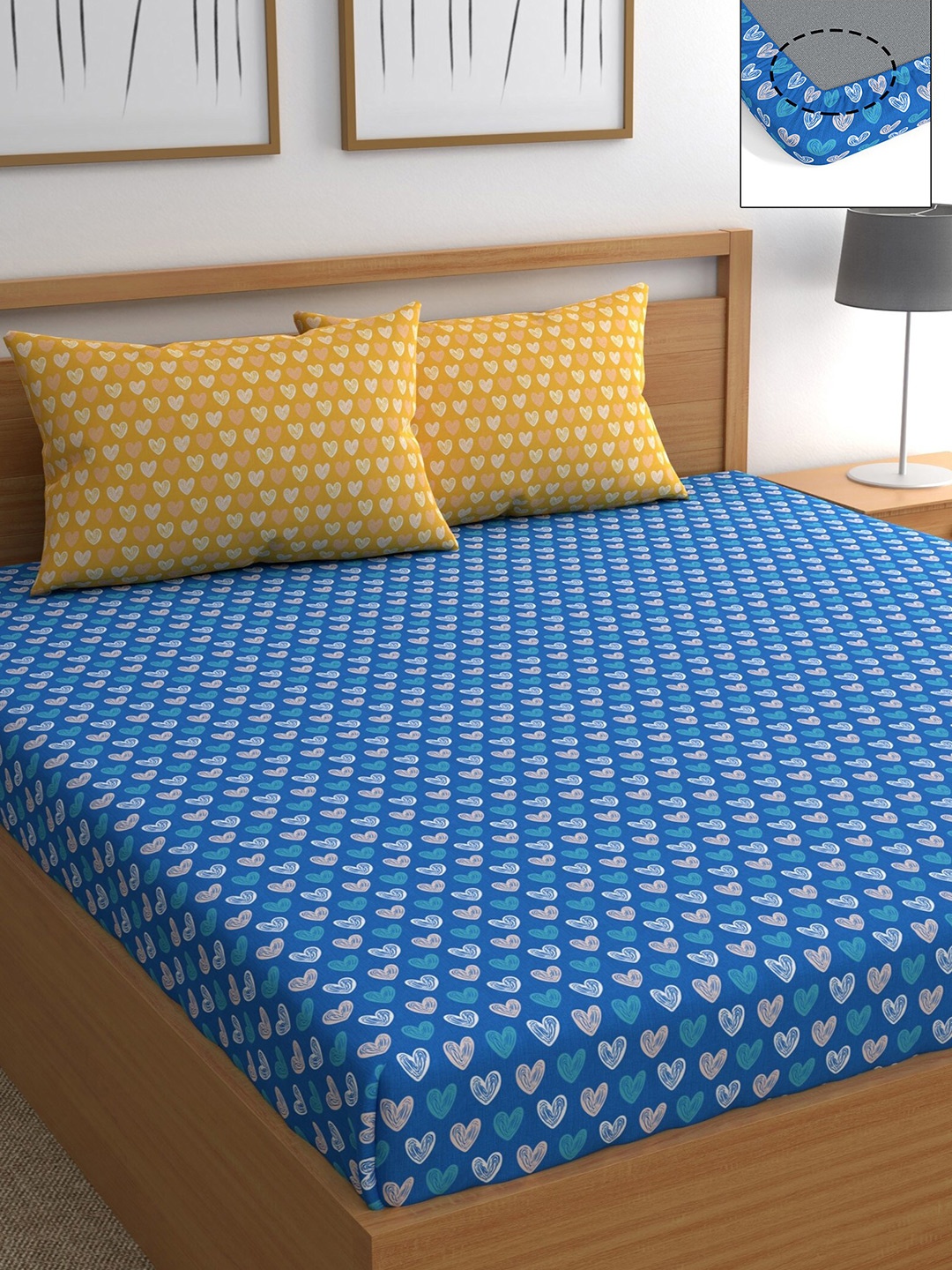 CHHAVI INDIA Blue & Yellow Graphic Printed 210 TC Queen Bedsheet with 2 Pillow Covers
CHHAVI INDIA Blue & Yellow Graphic Printed 210 TC Queen Bedsheet with 2 Pillow Covers