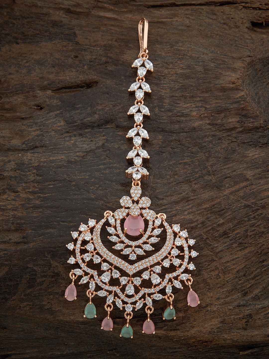 Kushal's Fashion Jewellery White & Pink Rose Gold-Plated Stone Studded & Beaded Maangtika
Kushal's Fashion Jewellery White & Pink Rose Gold-Plated Stone Studded & Beaded Maangtika