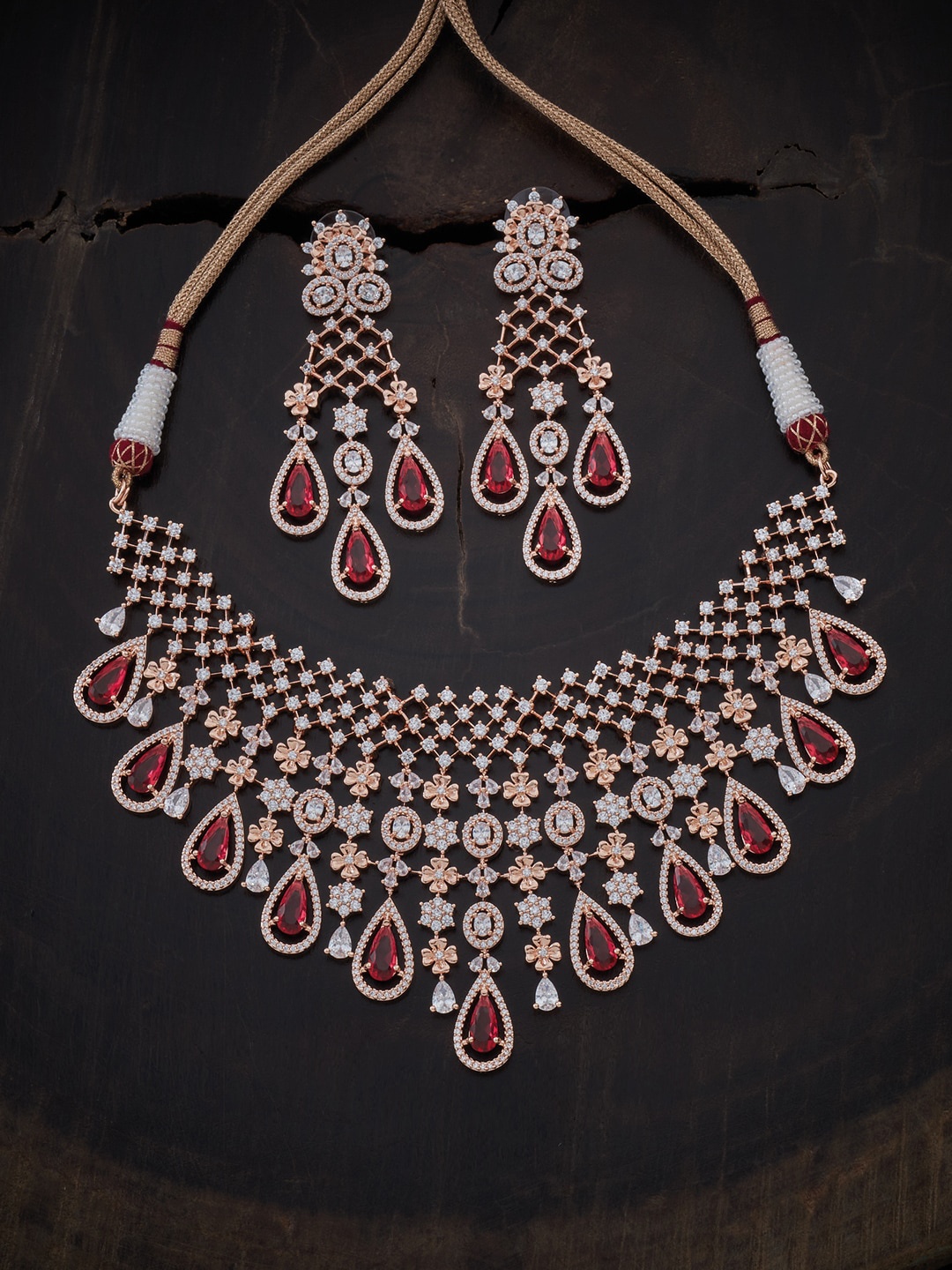 Kushal's Fashion Jewellery Women Rose Gold-Plated Rose Gold-Toned CZ Studded Jewellery Set
Kushal's Fashion Jewellery Women Rose Gold-Plated Rose Gold-Toned CZ Studded Jewellery Set