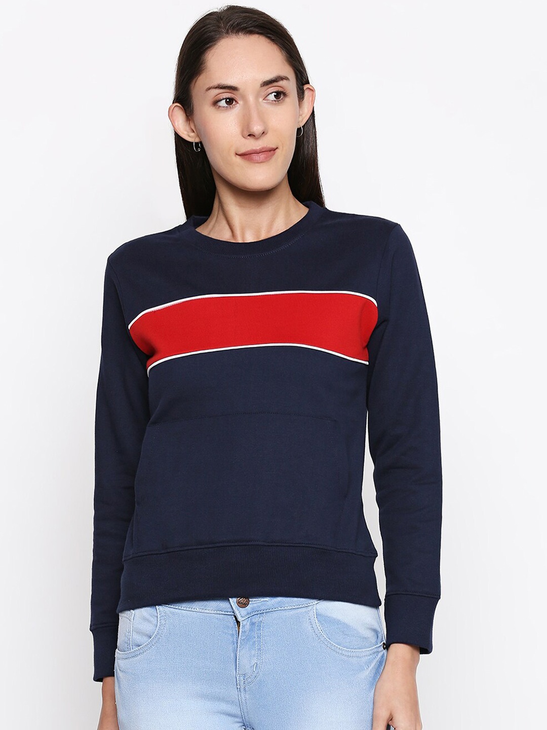 JHANKHI Women Blue Sweatshirt