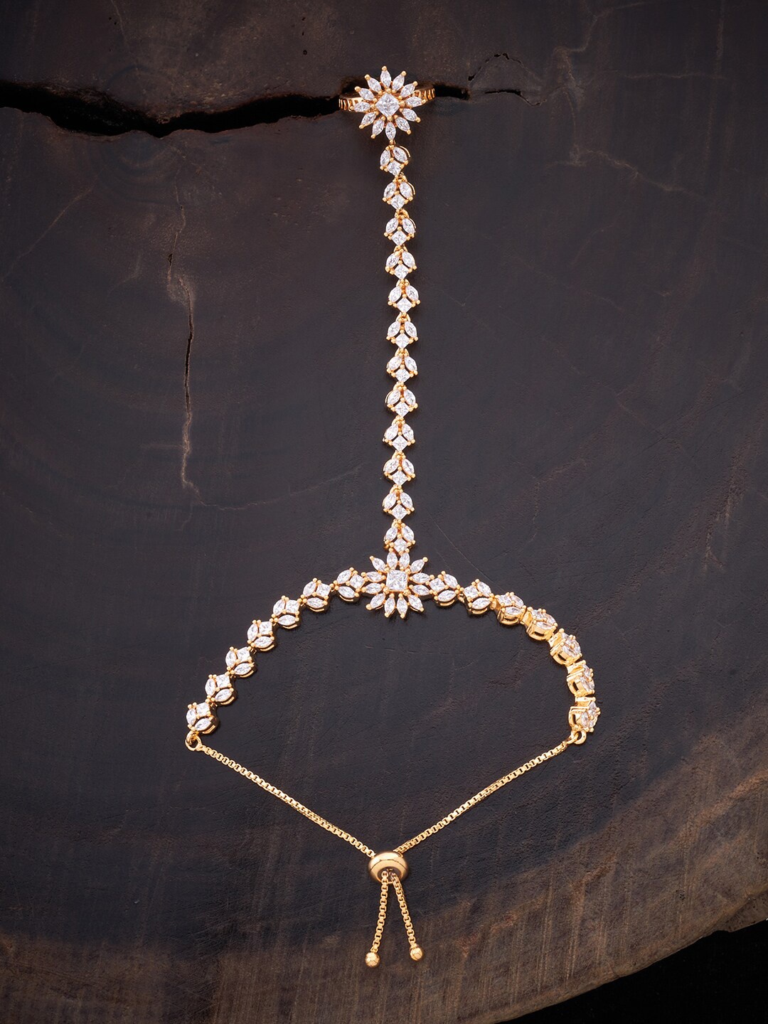 Kushal's Fashion Jewellery Women Gold-Toned & White Cubic Zirconia Gold-Plated Ring Bracelet
Kushal's Fashion Jewellery Women Gold-Toned & White Cubic Zirconia Gold-Plated Ring Bracelet