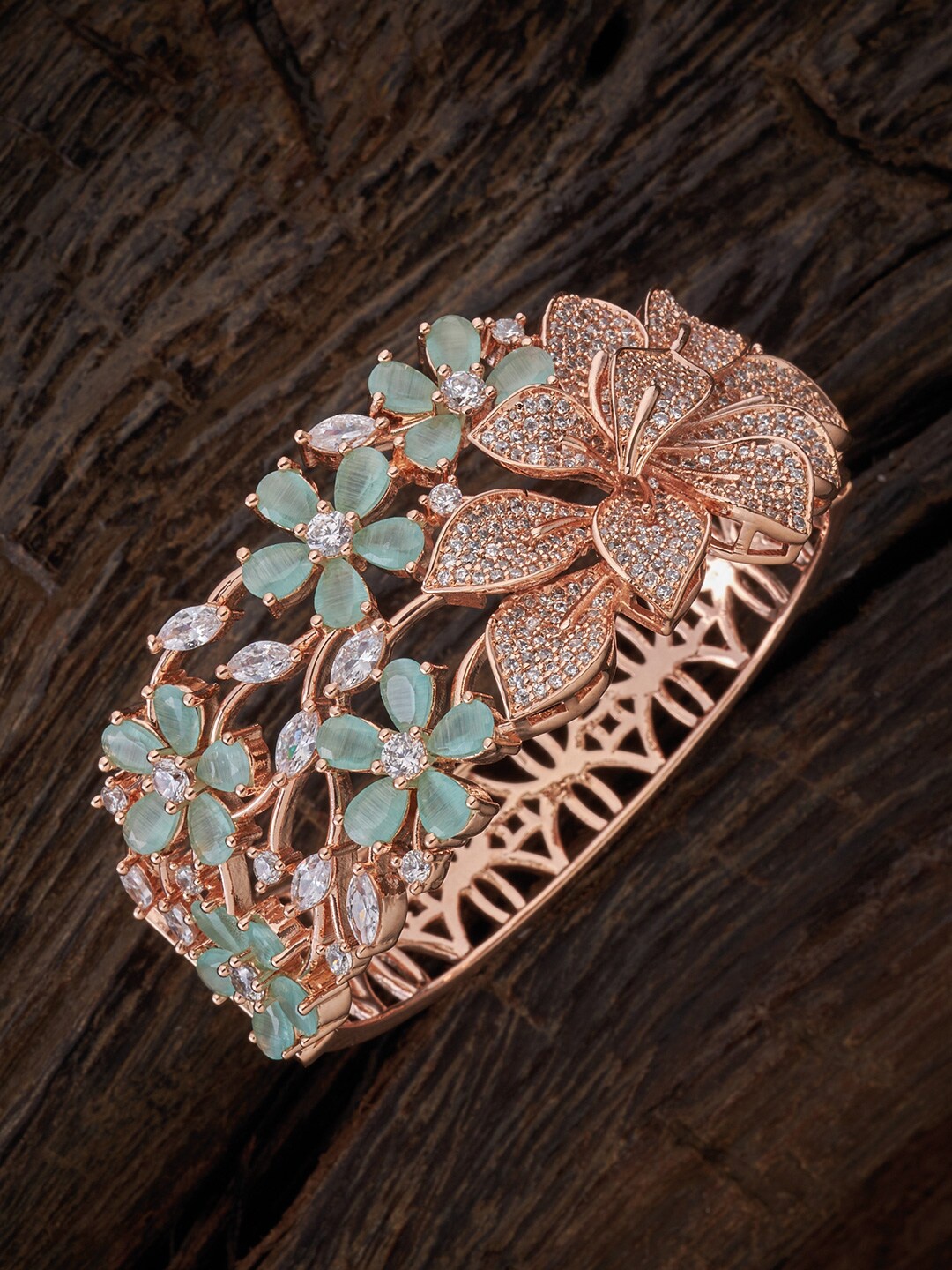Kushal's Fashion Jewellery Women Sea Green & White Cubic Zirconia Rose Gold-Plated Kada Bracelet
Kushal's Fashion Jewellery Women Sea Green & White Cubic Zirconia Rose Gold-Plated Kada Bracelet