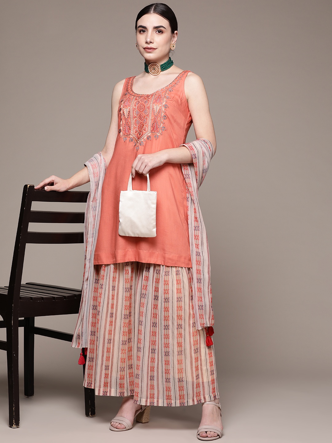 aarke Ritu Kumar Women Floral Embroidered Thread Work Kurta with Palazzos & With Dupatta, Orange
aarke Ritu Kumar Women Floral Embroidered Thread Work Kurta with Palazzos & With Dupatta, Orange