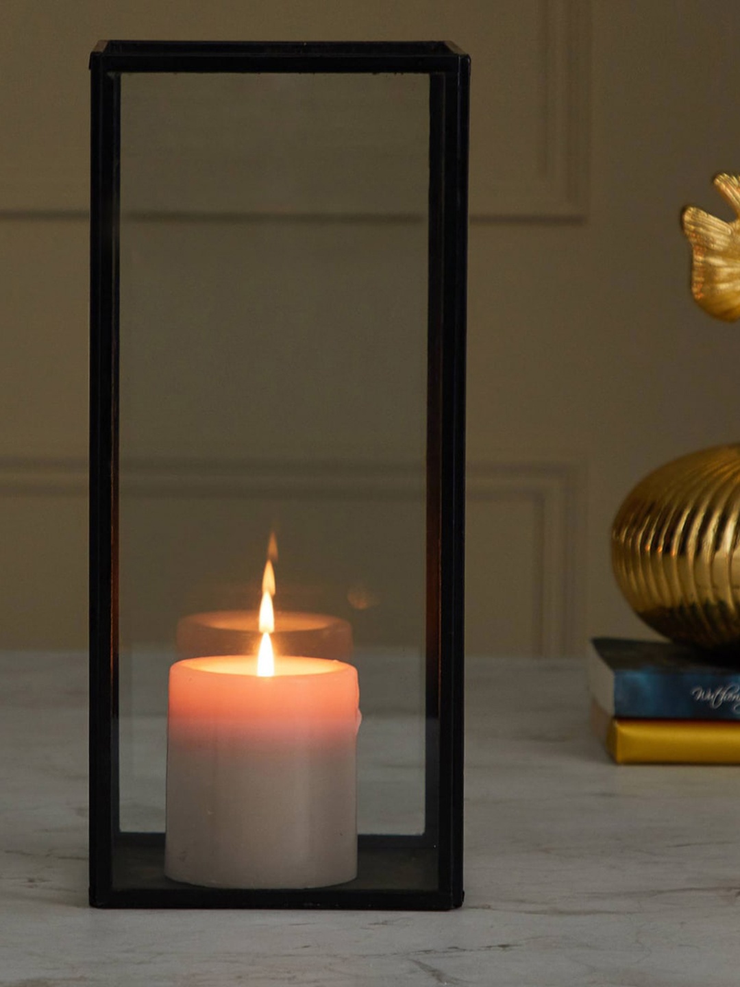 Home Centre Corsica Fest Transparent Glass Square Floor Candle Holder