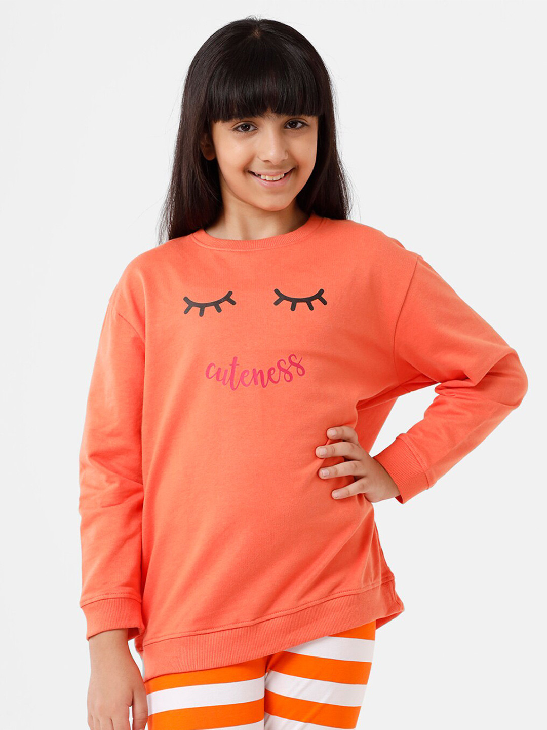 De Moza Girls Orange Printed Cotton Sweatshirt 
De Moza Girls Orange Printed Cotton Sweatshirt