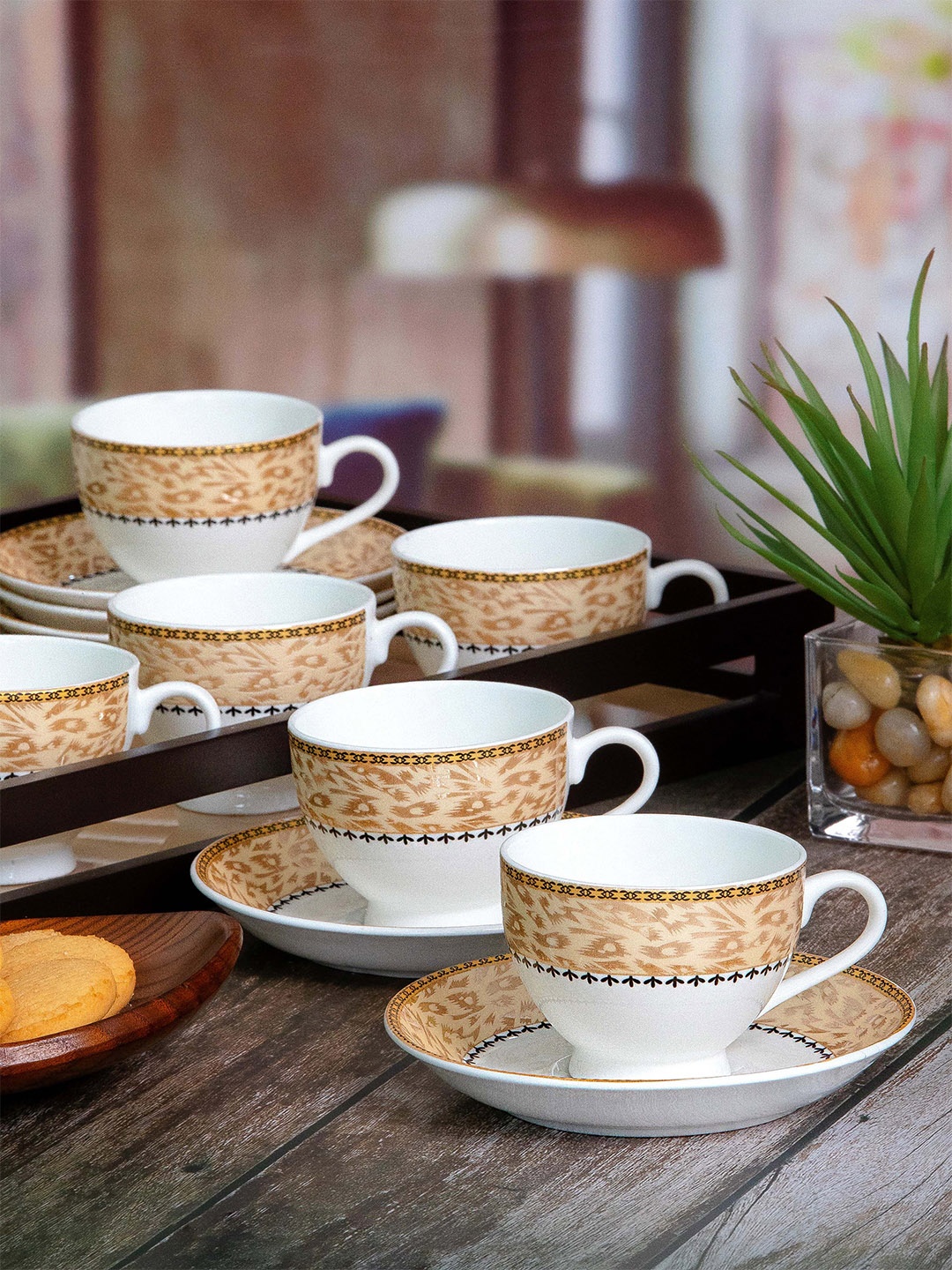 SONAKI White & Mustard Yellow Set of 6 Printed Bone China Cups and Saucers 150 ml Each
SONAKI White & Mustard Yellow Set of 6 Printed Bone China Cups and Saucers 150 ml Each