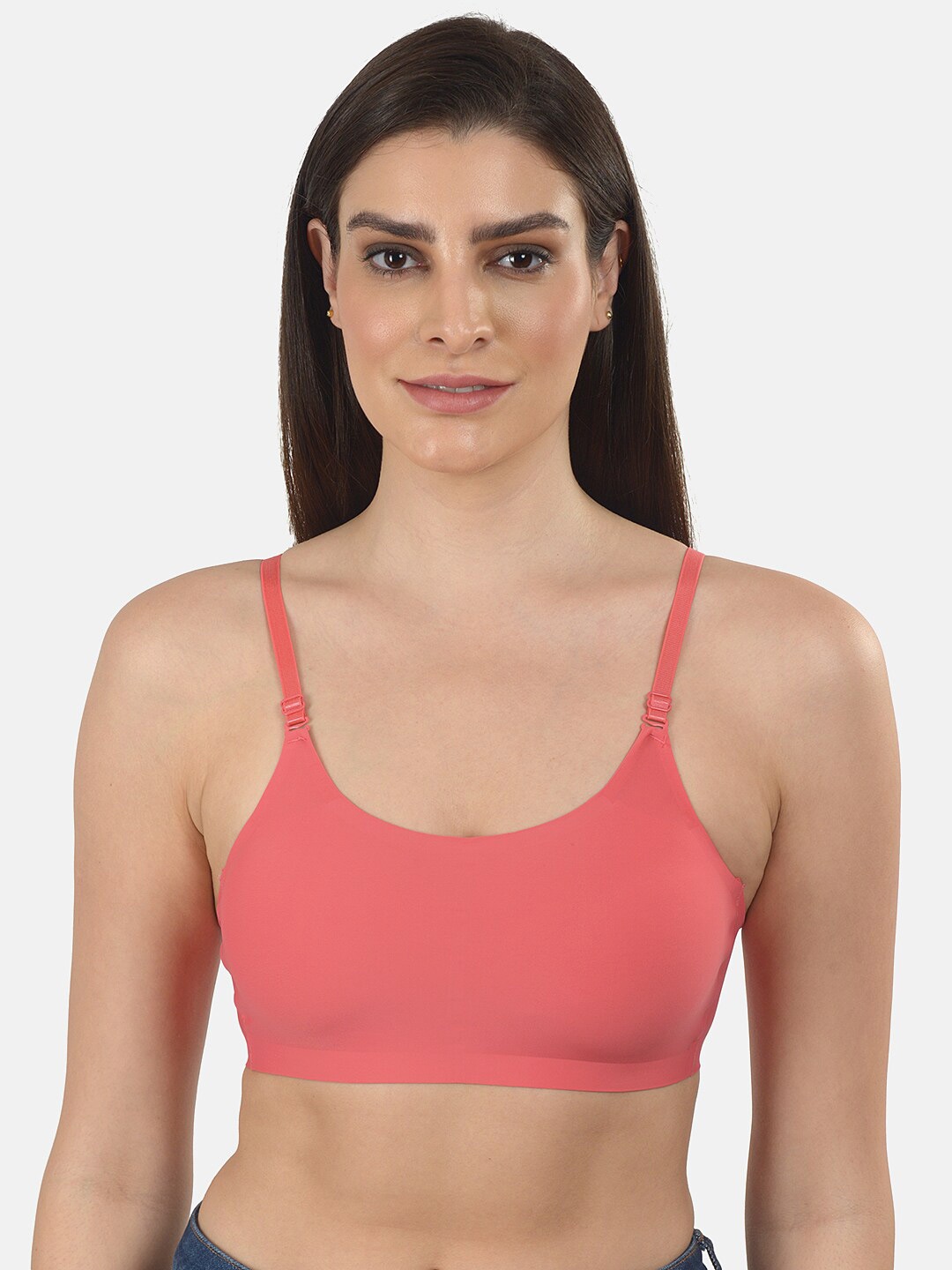 mod & shy Women Coral Lightly Padded seamless Bralette Bra