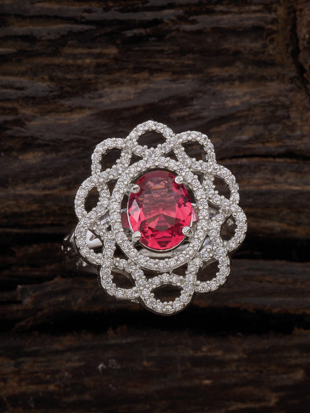 Kushal's Fashion Jewellery Women Rhodium-Plated Red CZ-Studded Adjustable Finger Ring, Silver
Kushal's Fashion Jewellery Women Rhodium-Plated Red CZ-Studded Adjustable Finger Ring, Silver