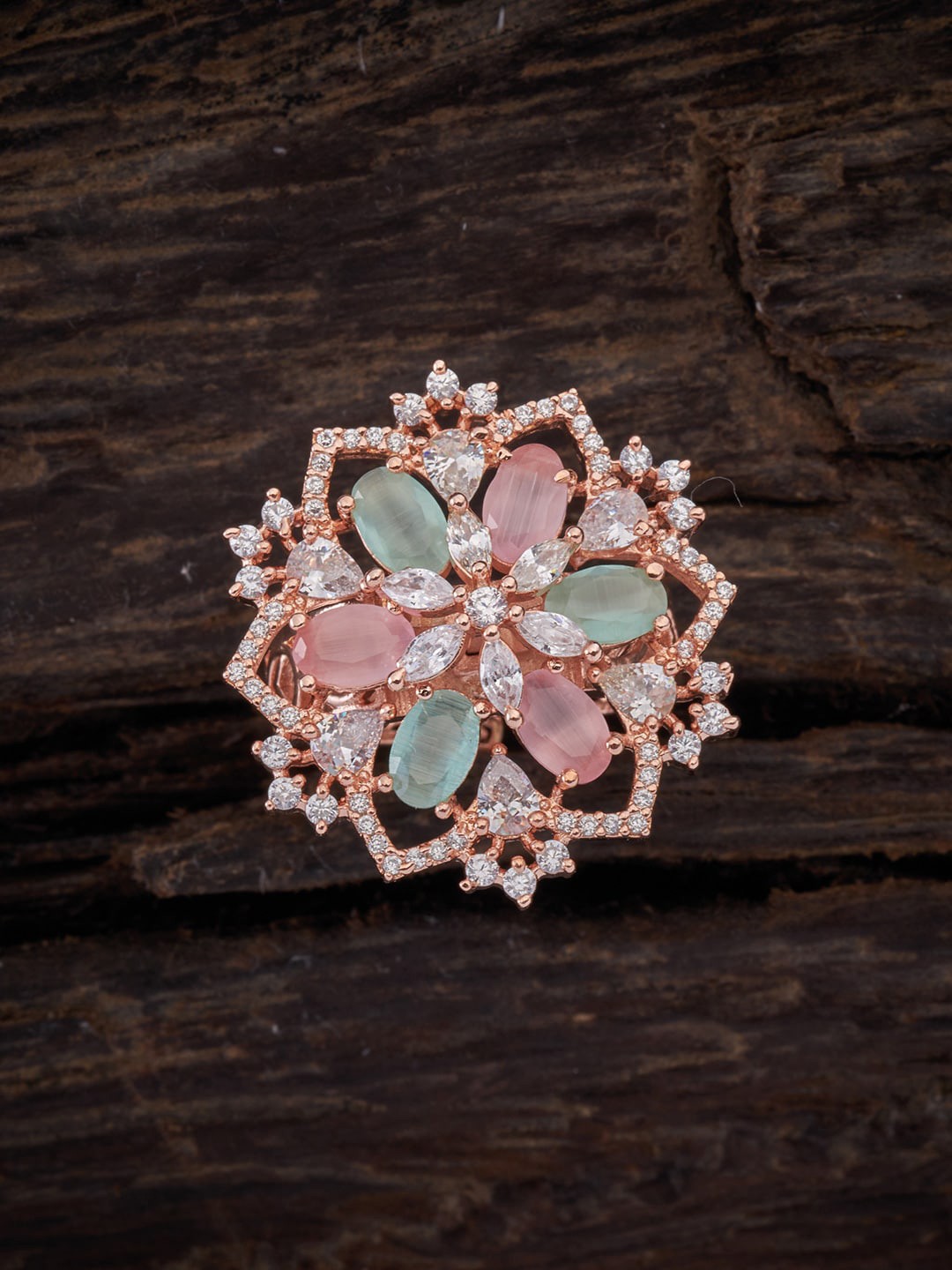 Kushal's Fashion Jewellery Rose-Gold Plated Pink & Green Cubic Zirconia Studded Finger Ring
Kushal's Fashion Jewellery Rose-Gold Plated Pink & Green Cubic Zirconia Studded Finger Ring