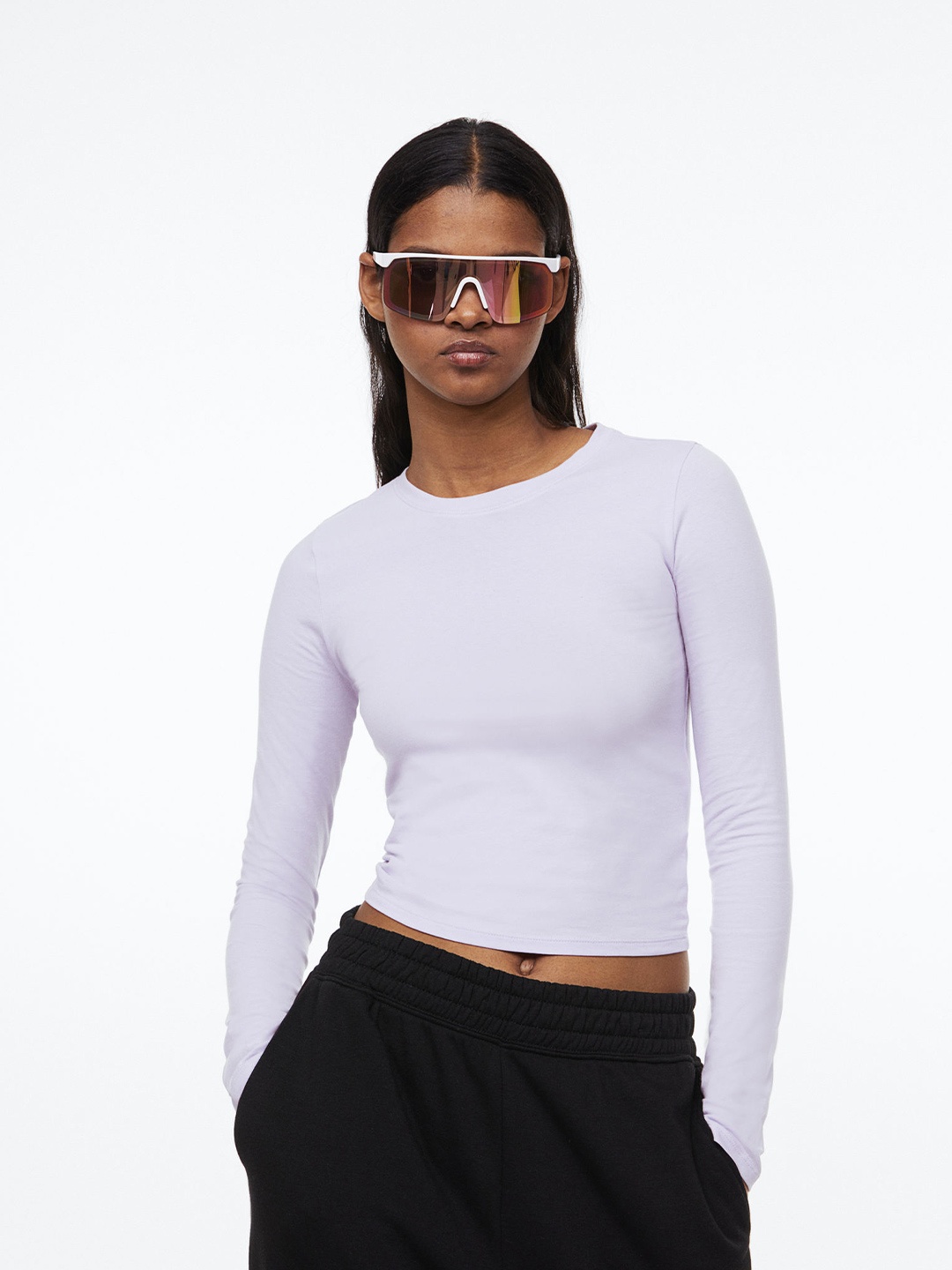 H&M Woman Short jersey top, Purple
