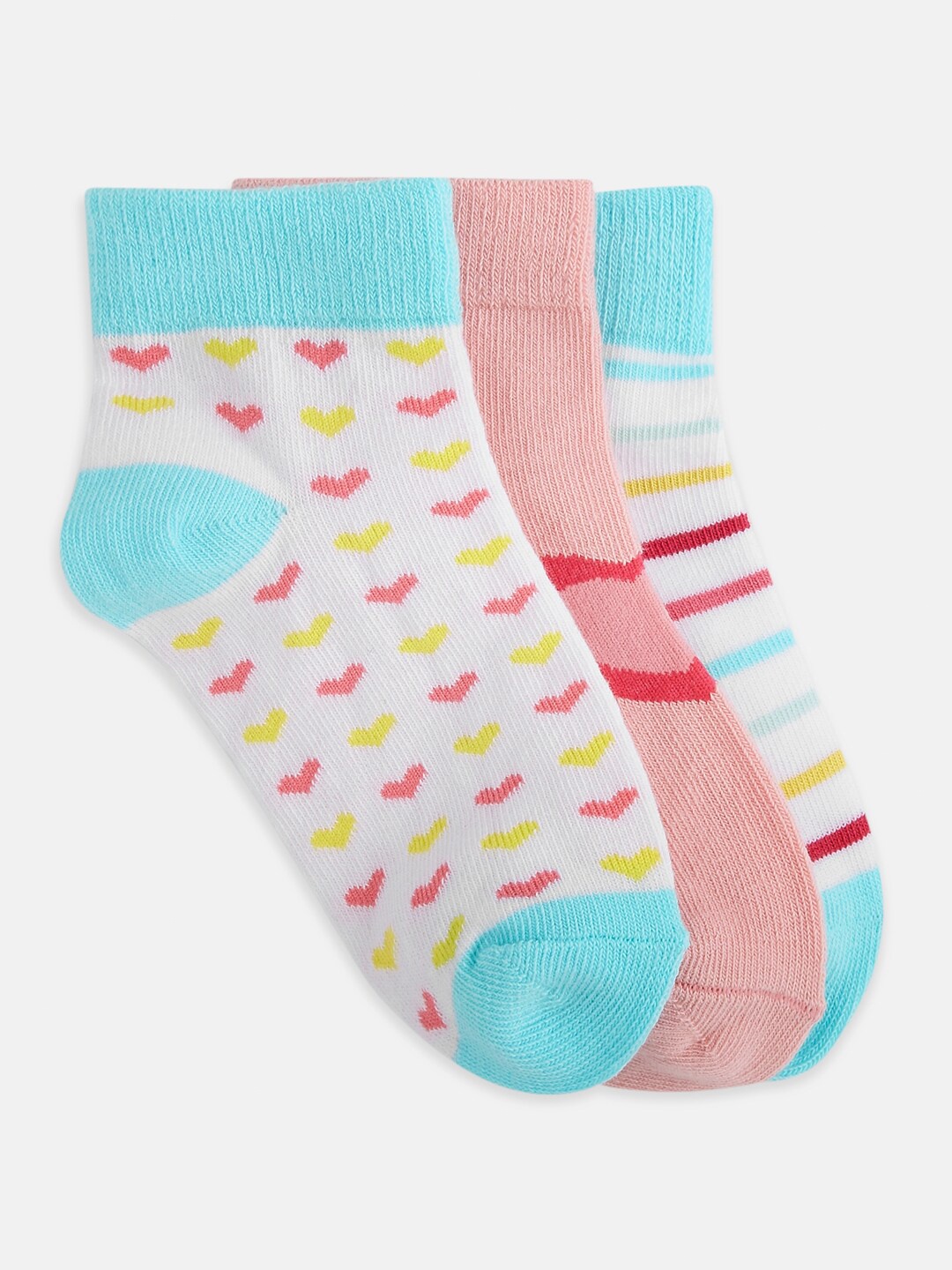 Pantaloons Junior Pack Of 3 Printed Ankle Length Socks, White