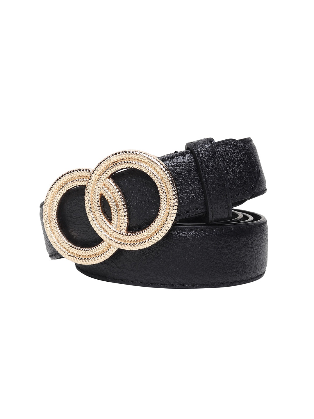 Swiss Design Women Black Textured PU Belt