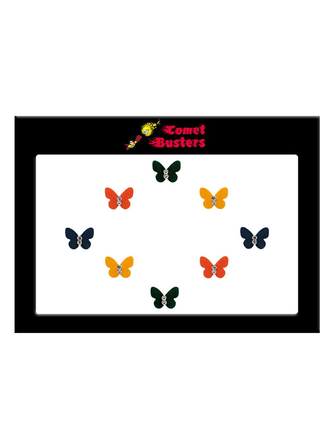Comet Busters 8 Pcs Embellished Reusable Designer Butterfly-Shaped Bindis - Multicoloured, Multi
Comet Busters 8 Pcs Embellished Reusable Designer Butterfly-Shaped Bindis - Multicoloured, Multi