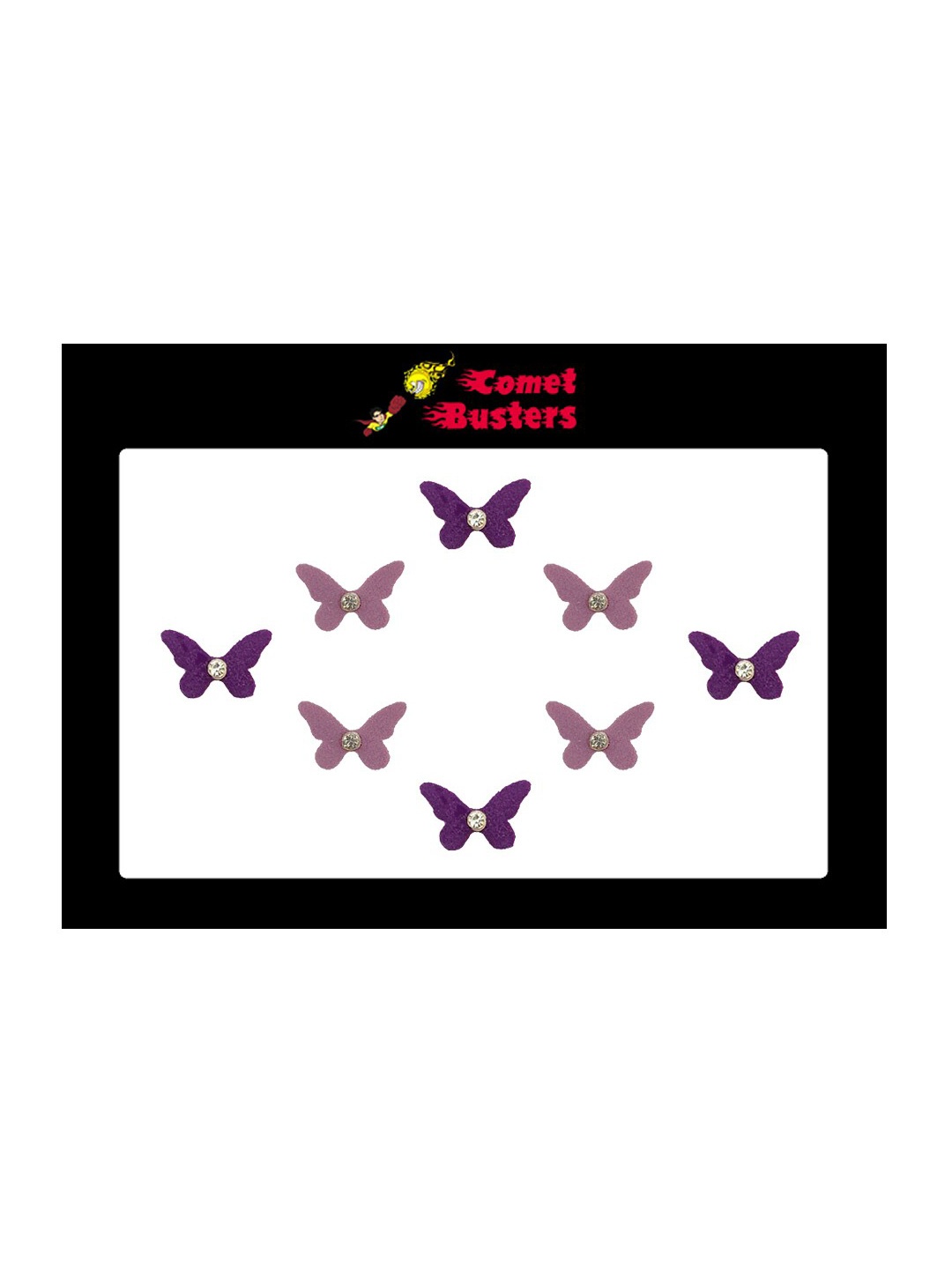 Comet Busters 8 Pcs Embellished Reusable Designer Butterfly-Shaped Bindis - Pink & Purple
Comet Busters 8 Pcs Embellished Reusable Designer Butterfly-Shaped Bindis - Pink & Purple