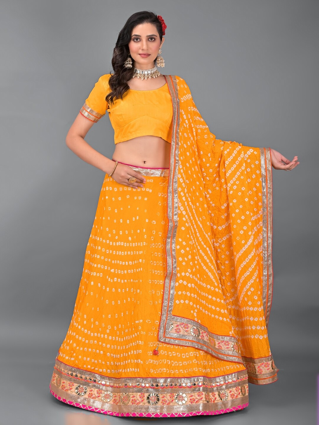 Apratim Women Yellow & Gold-Toned Semi-Stitched Lehenga & Unstitched Blouse With Dupatta
Apratim Women Yellow & Gold-Toned Semi-Stitched Lehenga & Unstitched Blouse With Dupatta