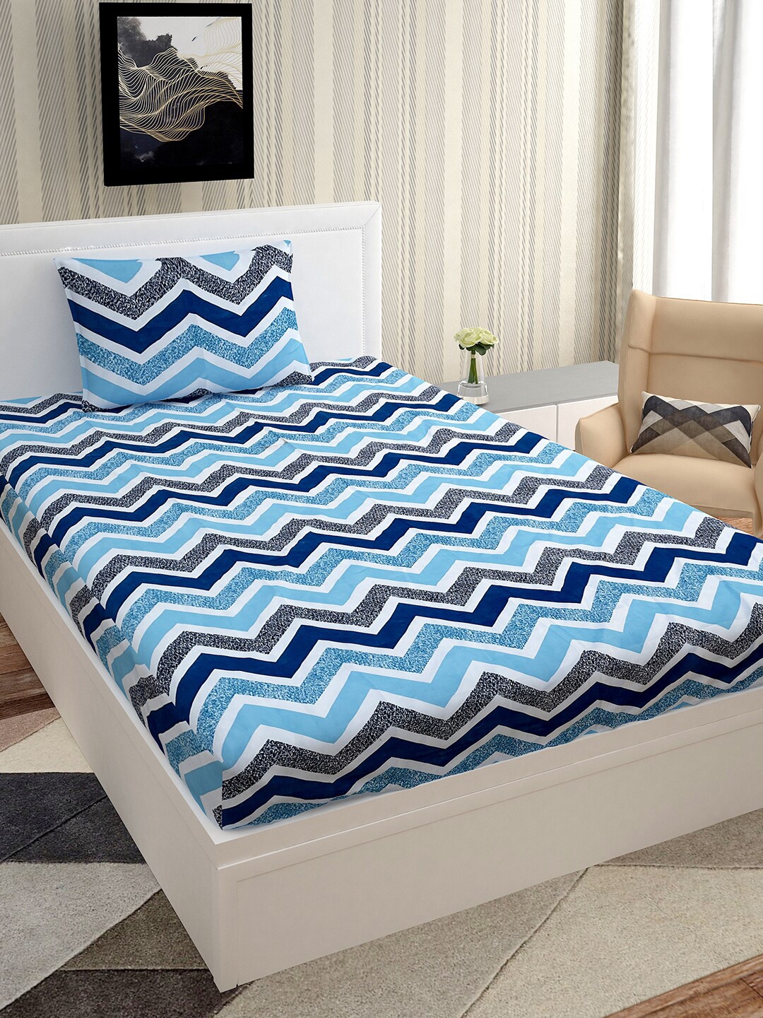 Urban Magic Blue & White Geometric Printed 130 TC Single Bedsheet with 1 Pillow Covers
Urban Magic Blue & White Geometric Printed 130 TC Single Bedsheet with 1 Pillow Covers
