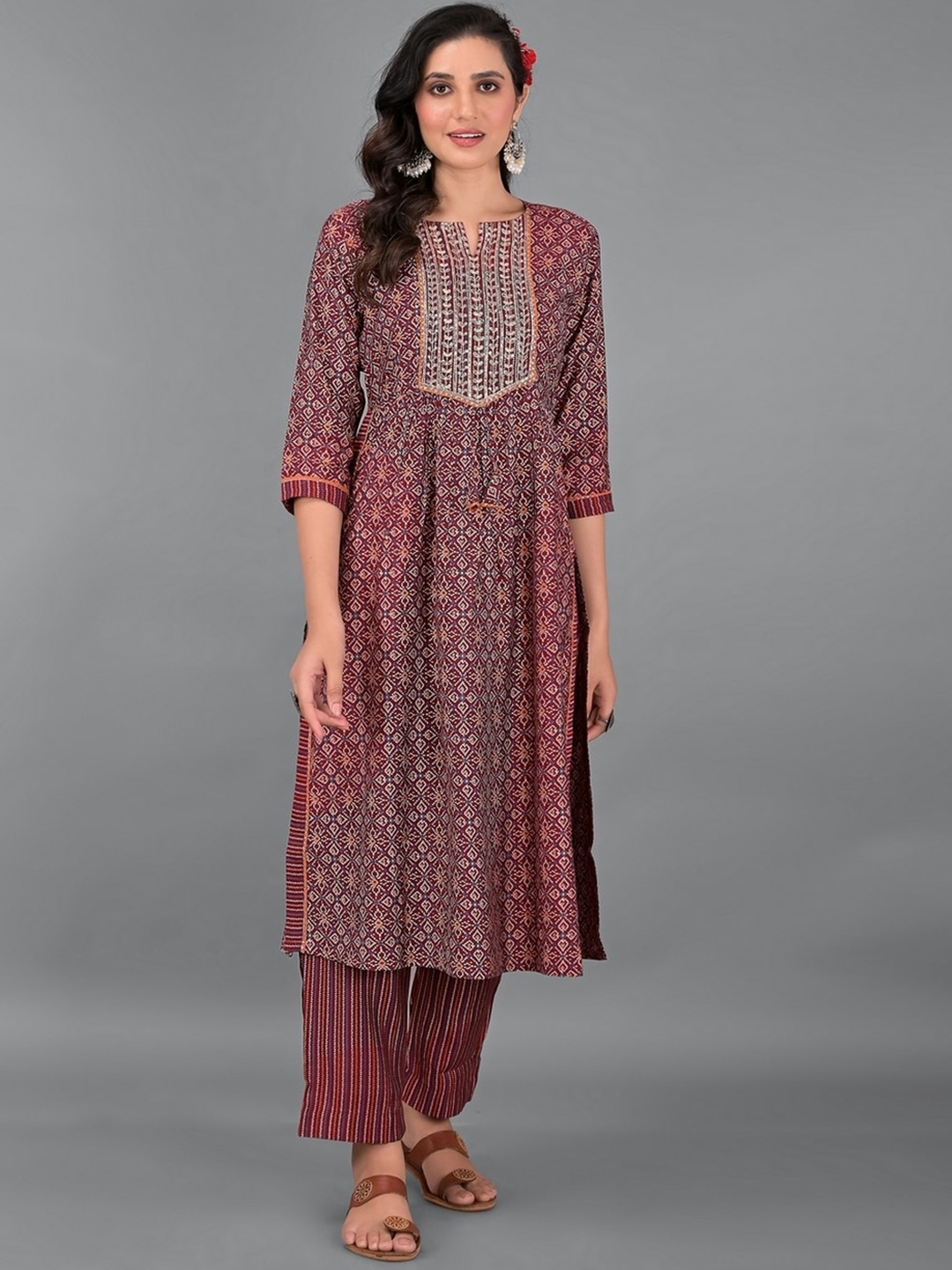 EtnicaWear Women Red Floral Embroidered Pure Cotton Kurta with Pyjamas & With Dupatta
EtnicaWear Women Red Floral Embroidered Pure Cotton Kurta with Pyjamas & With Dupatta
