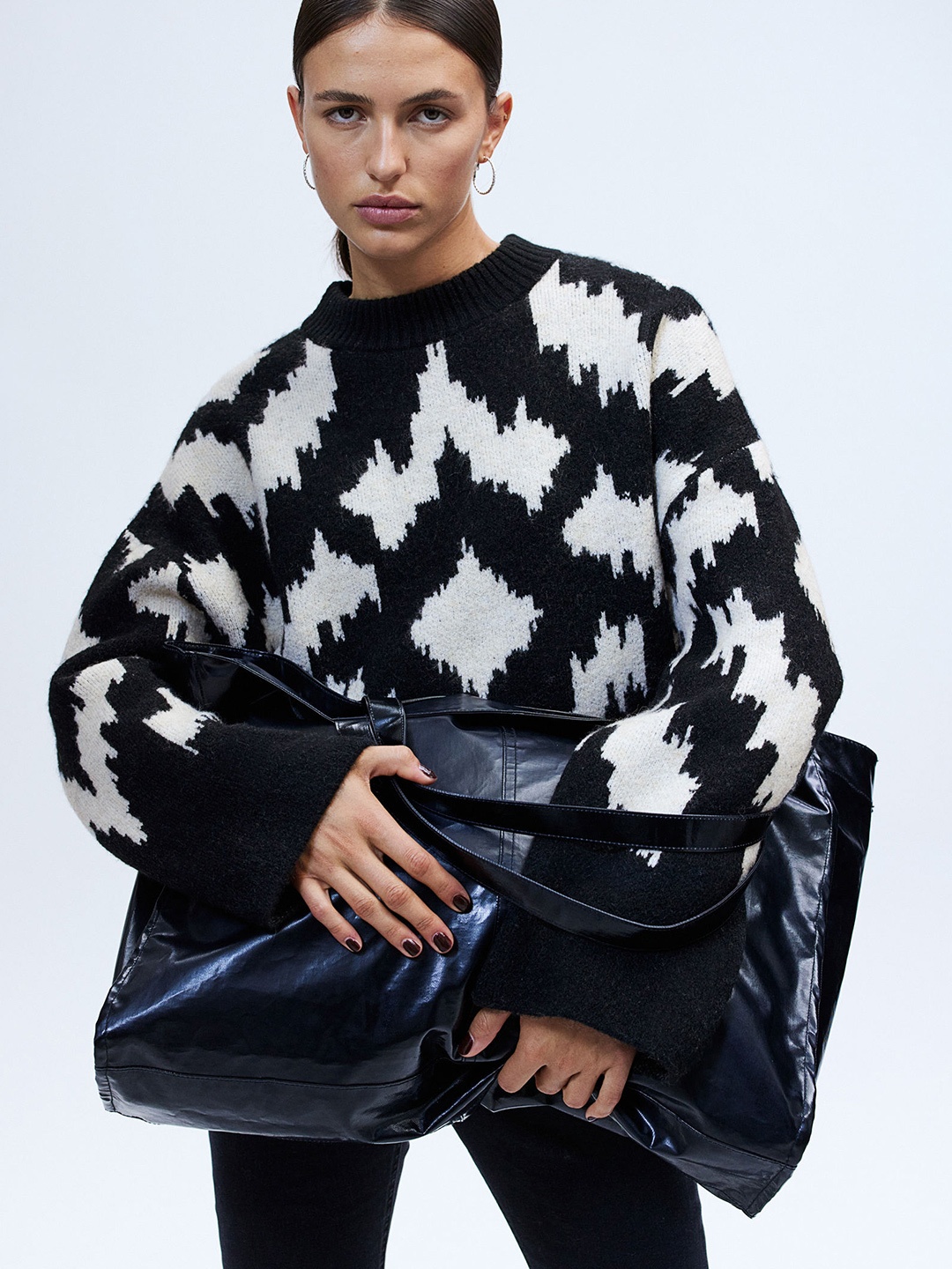 H&M Women Jacquard-Knit Jumper, Black