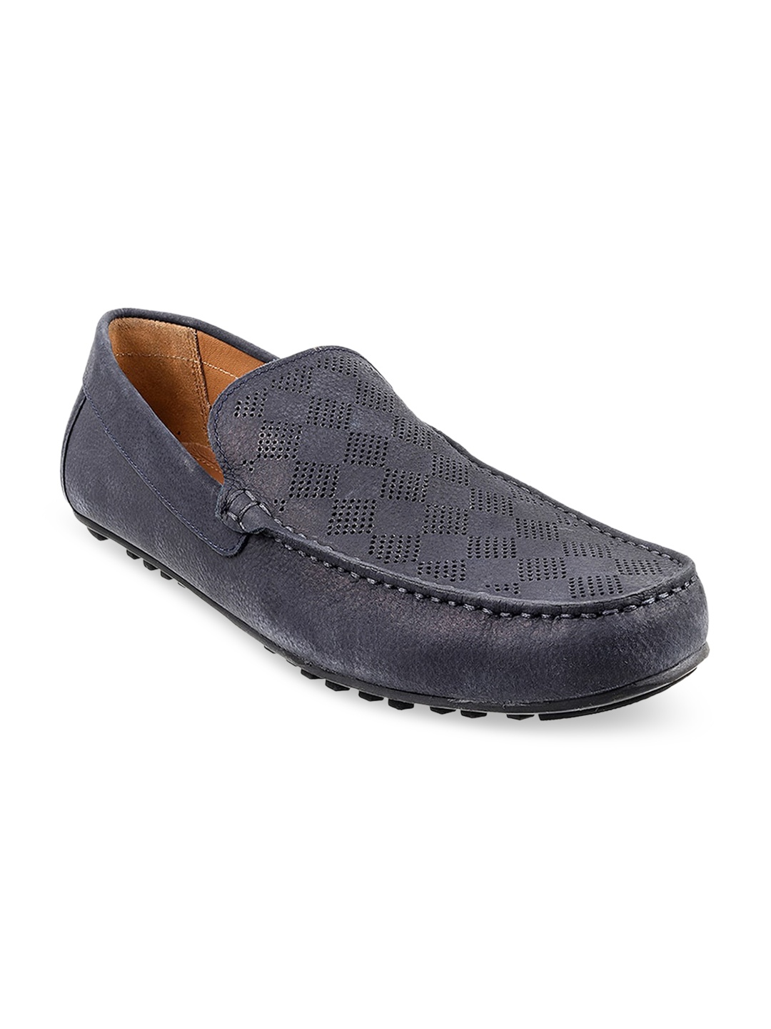 J.FONTINI Men Navy Blue Textured Suede Formal Loafers