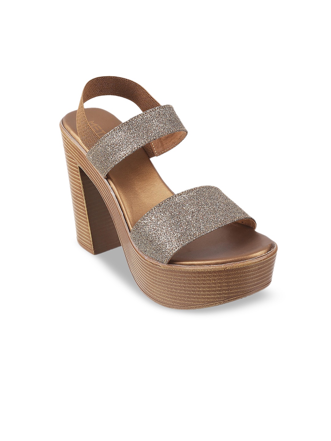 Metro Women Gold-Toned Platform Sandals