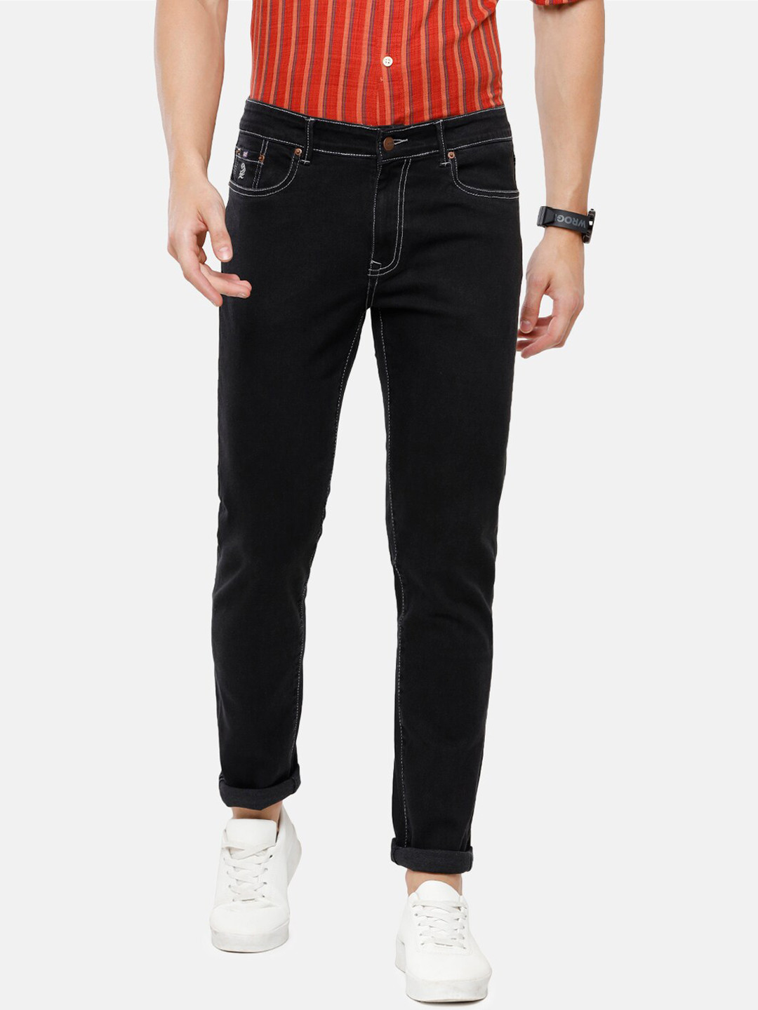 Double Two Men Lean Slim Fit Low-Rise Stretchable Jeans, Black 
Double Two Men Lean Slim Fit Low-Rise Stretchable Jeans, Black