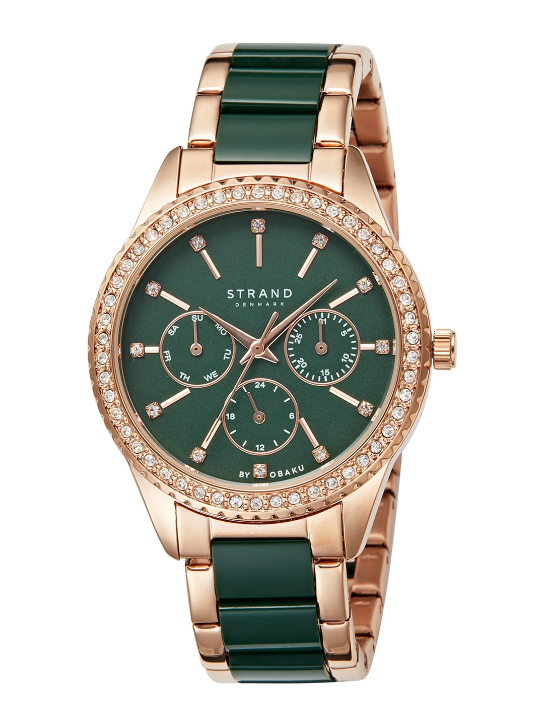 STRAND BY OBAKU Women Green Brass Embellished Dial & Gold Toned Straps Watch S729LMVESE-MC
STRAND BY OBAKU Women Green Brass Embellished Dial & Gold Toned Straps Watch S729LMVESE-MC