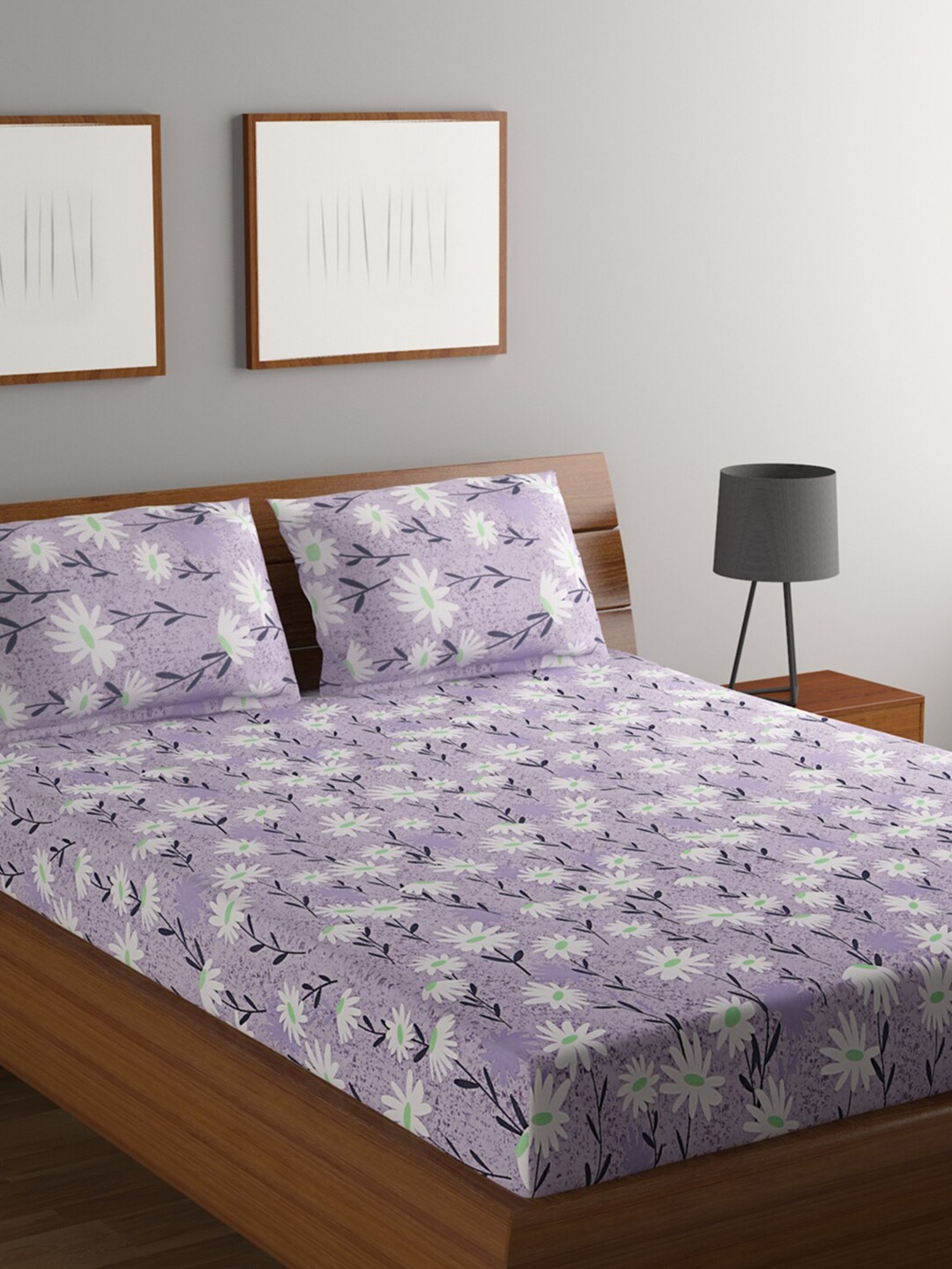 BOMBAY DYEING Purple & White Cotton Floral 140 TC Queen Bedsheet with 2 Pillow Covers
BOMBAY DYEING Purple & White Cotton Floral 140 TC Queen Bedsheet with 2 Pillow Covers