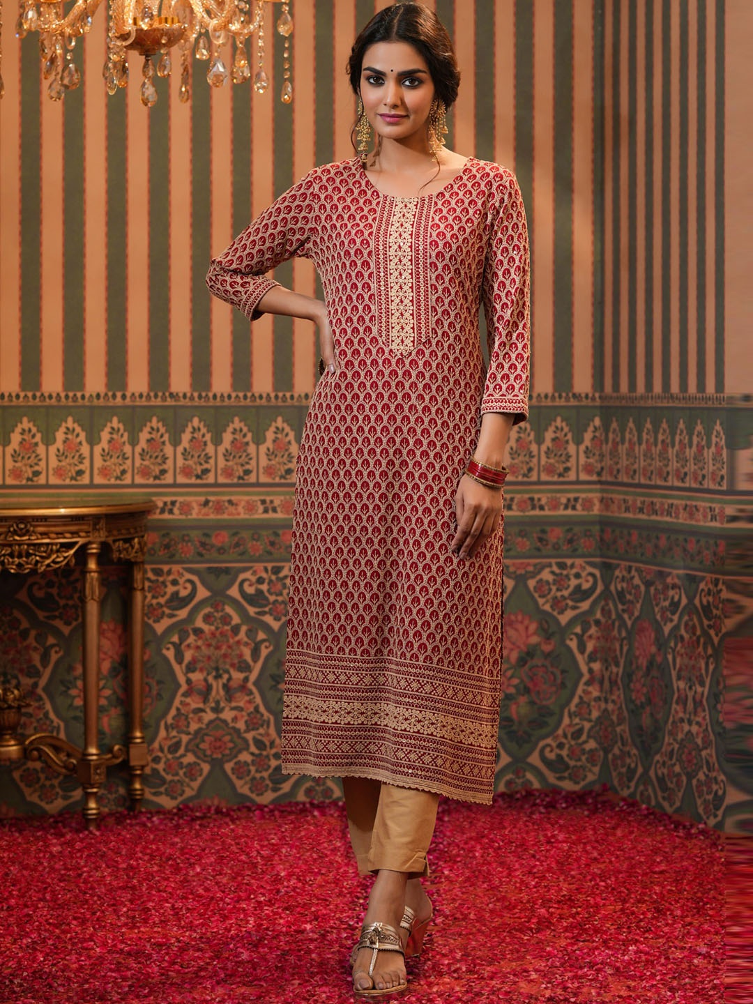 SCAKHI Women Red Ethnic Motifs Printed Thread Work Grandeur & Majestic Artwork Kurta
SCAKHI Women Red Ethnic Motifs Printed Thread Work Grandeur & Majestic Artwork Kurta