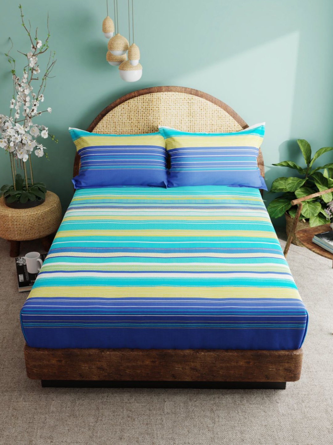 BIANCA Blue & Yellow Striped 180 TC King Pure Cotton Bedsheet with 2 Pillow Covers
BIANCA Blue & Yellow Striped 180 TC King Pure Cotton Bedsheet with 2 Pillow Covers