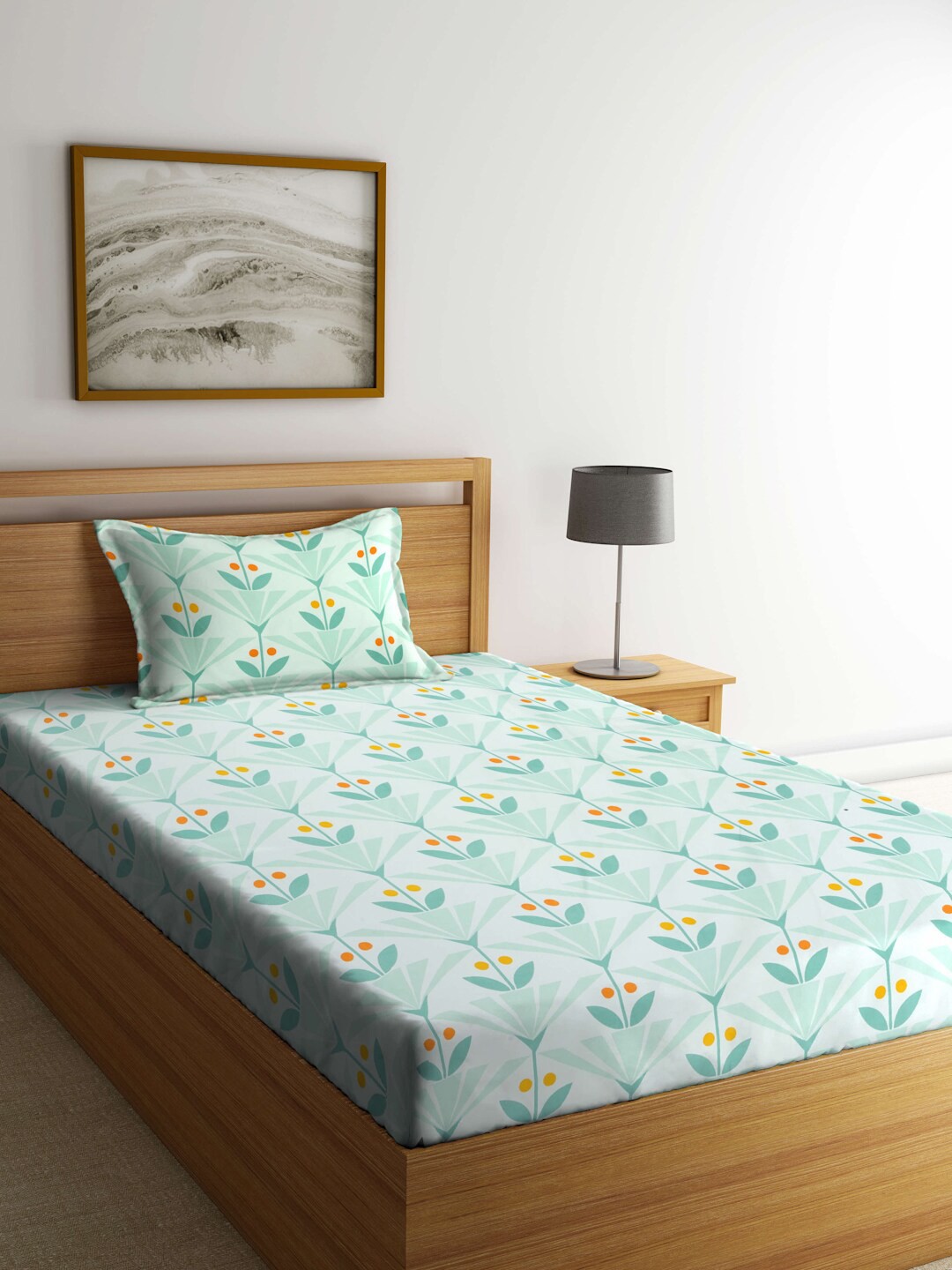 ROMEE Floral Printed 186 TC Microfiber Queen Bedsheet with 2 Pillow Covers, Turquoise blue
ROMEE Floral Printed 186 TC Microfiber Queen Bedsheet with 2 Pillow Covers, Turquoise blue