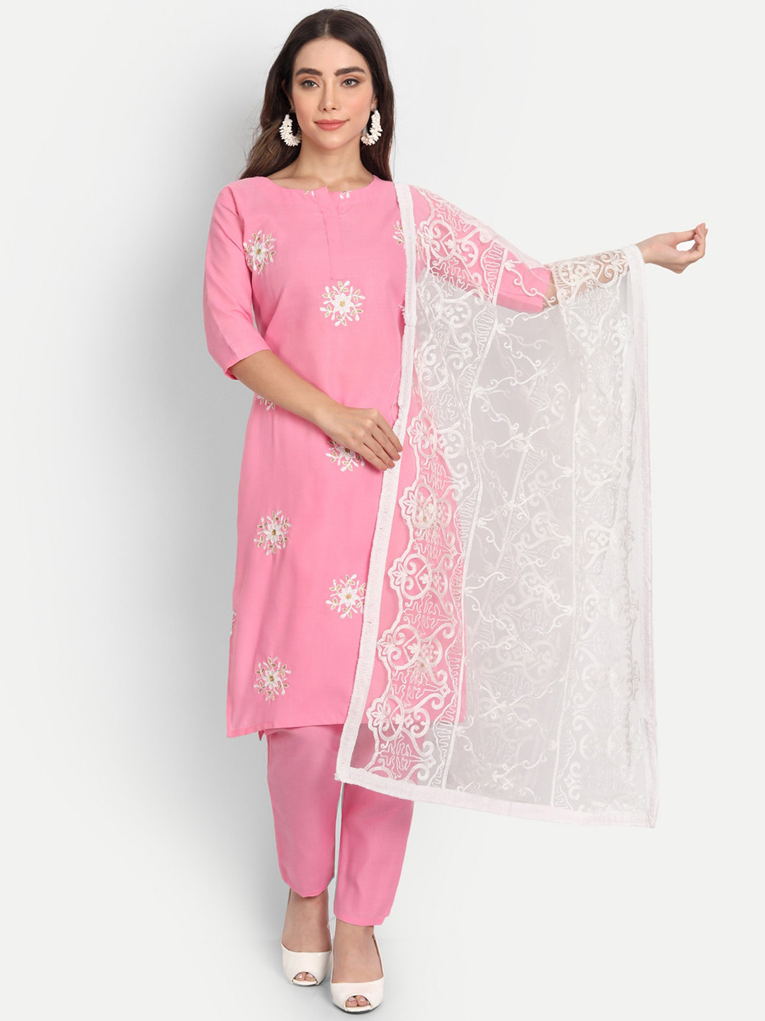 AA-HA!! Women Pink Floral Embroidered Thread Work Kurta with Trouser & Dupatta
AA-HA!! Women Pink Floral Embroidered Thread Work Kurta with Trouser & Dupatta