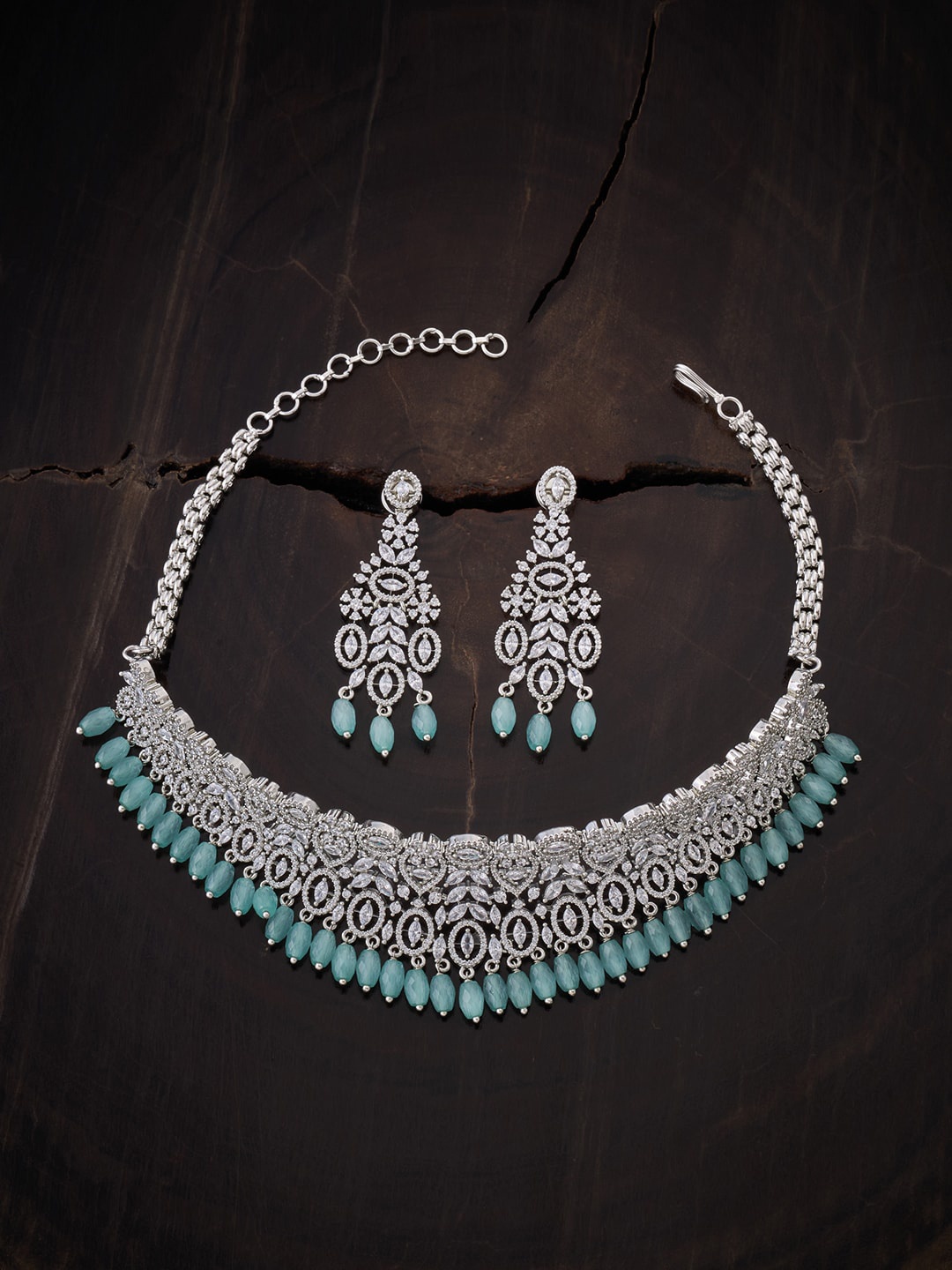 Kushal's Fashion Jewellery Rhodium-Plated Sea Green & White CZ Studded & Beaded Jewellery Set, Silver
Kushal's Fashion Jewellery Rhodium-Plated Sea Green & White CZ Studded & Beaded Jewellery Set, Silver