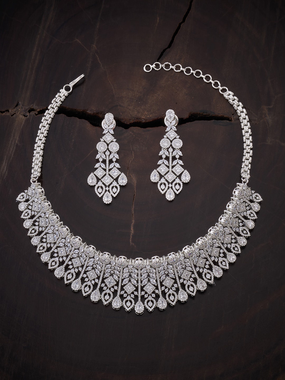 Kushal's Fashion Jewellery Rhodium-Plated & Silver-Toned White CZ Stones Studded Jewellery Set
Kushal's Fashion Jewellery Rhodium-Plated & Silver-Toned White CZ Stones Studded Jewellery Set