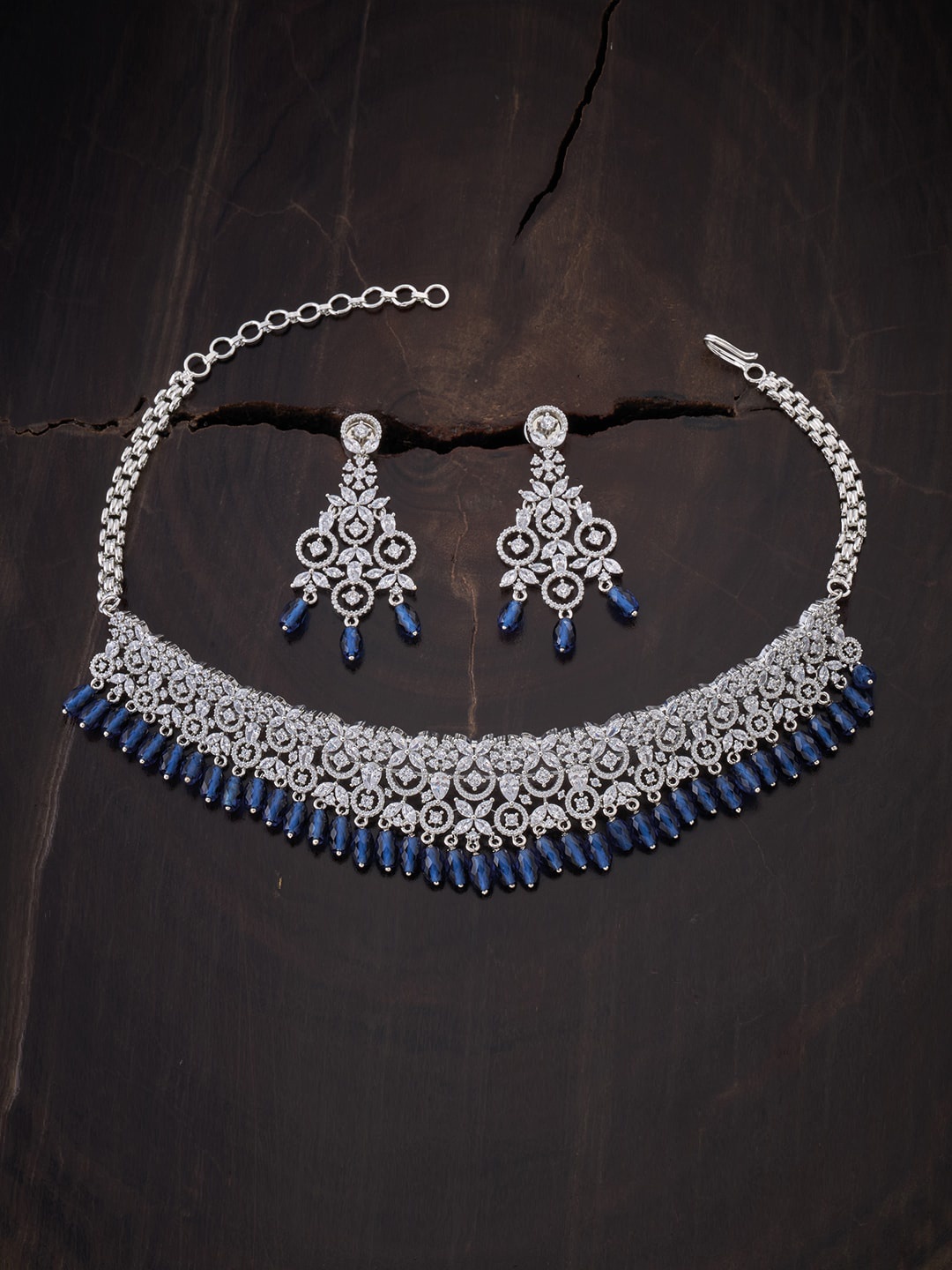 Kushal's Fashion Jewellery Women Rhodium-Plated Silver& Blue CZ-Studded Jewellery Set
Kushal's Fashion Jewellery Women Rhodium-Plated Silver& Blue CZ-Studded Jewellery Set