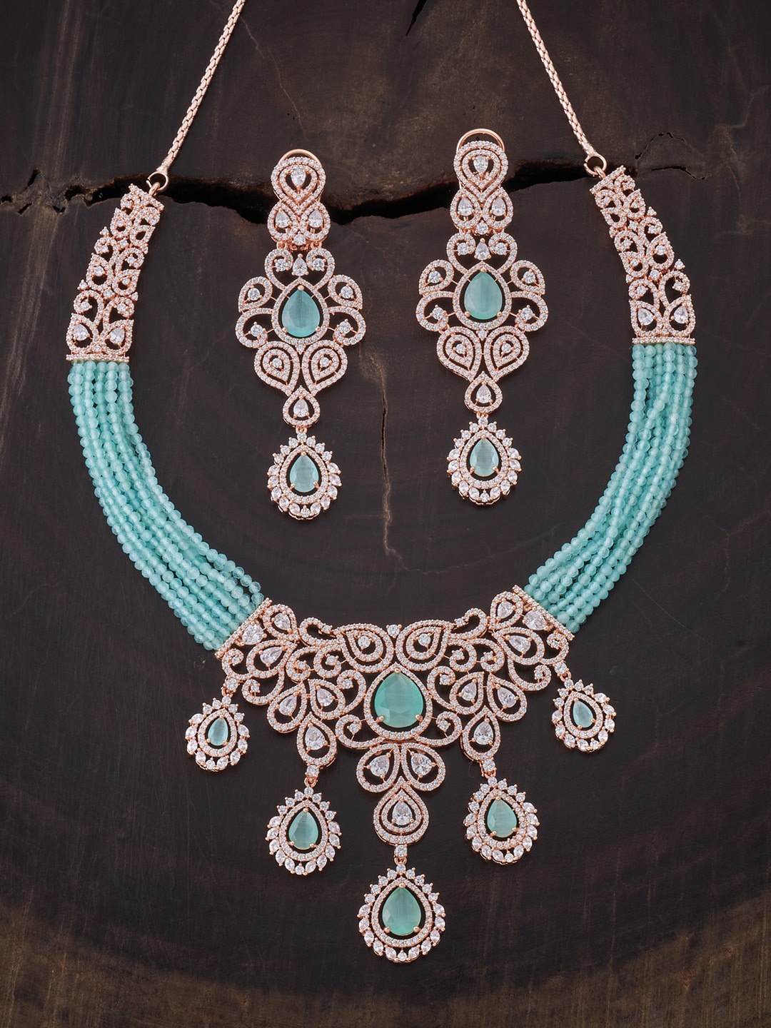 Kushal's Fashion Jewellery Rose Gold-Plated Sea Green & White Cubic Zirconia Jewellery Set
Kushal's Fashion Jewellery Rose Gold-Plated Sea Green & White Cubic Zirconia Jewellery Set