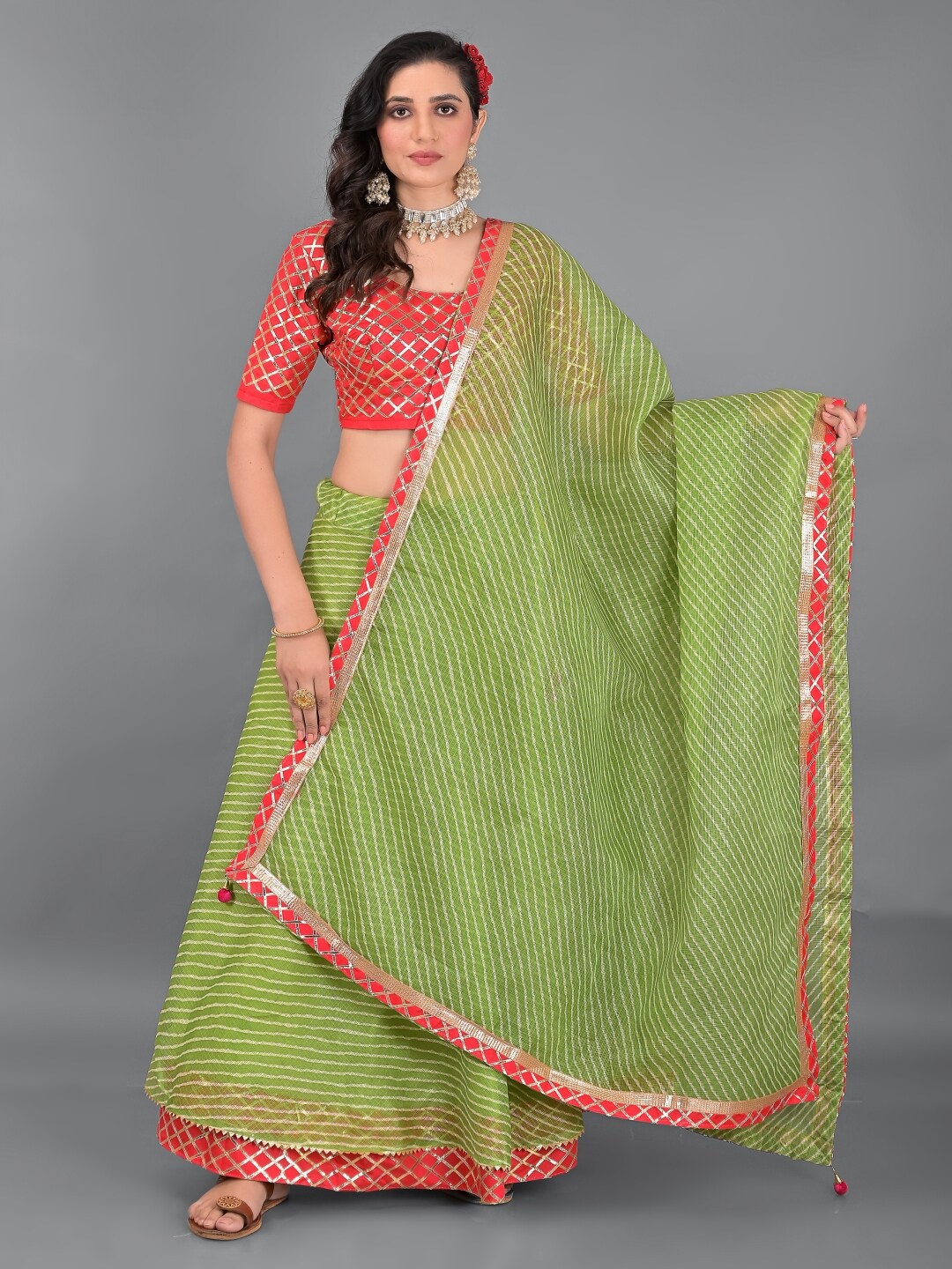 Apratim Green & Red Embellished Ready to Wear Lehenga & Unstitched Blouse With Dupatta
Apratim Green & Red Embellished Ready to Wear Lehenga & Unstitched Blouse With Dupatta
