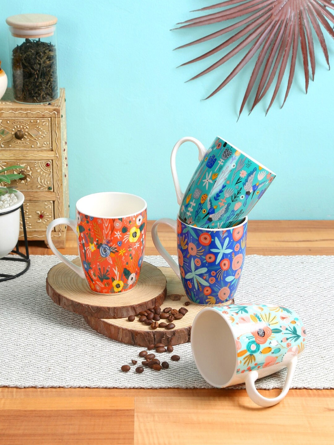 House Of Accessories Green & Blue Blue Blue Floral Printed Ceramic Glossy Mugs Set of Cups and Mugs
House Of Accessories Green & Blue Blue Blue Floral Printed Ceramic Glossy Mugs Set of Cups and Mugs
