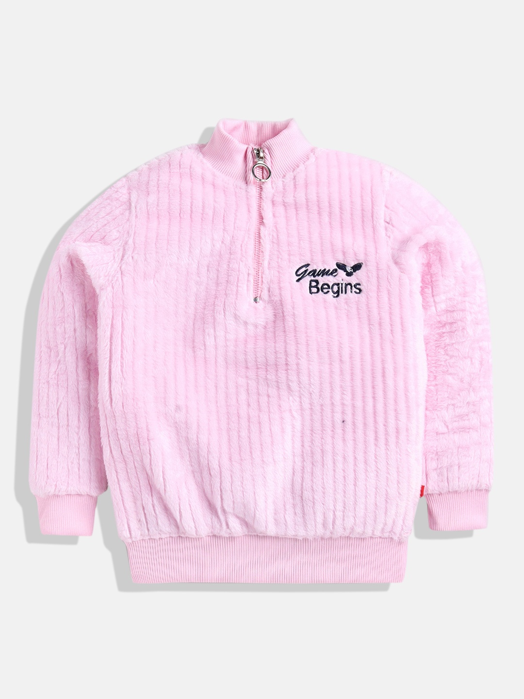 GAME BEGINS Girls Self-Striped Faux Fur Premium Cotton Sweatshirt with Applique Detail, Pink
GAME BEGINS Girls Self-Striped Faux Fur Premium Cotton Sweatshirt with Applique Detail, Pink