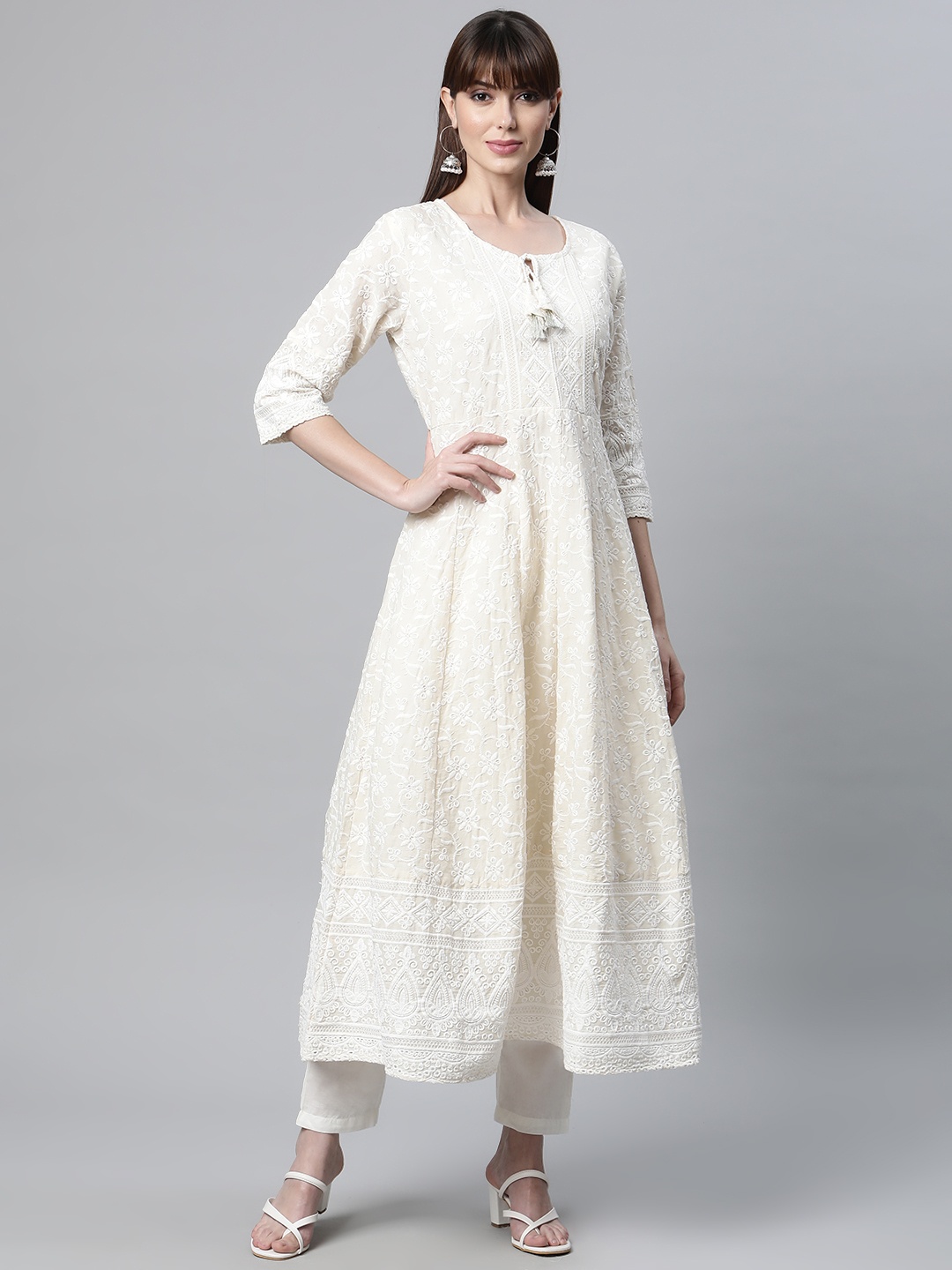 Readiprint Fashions Women Off White Floral Embroidered Chikankari Floral Anarkali Kurta
Readiprint Fashions Women Off White Floral Embroidered Chikankari Floral Anarkali Kurta