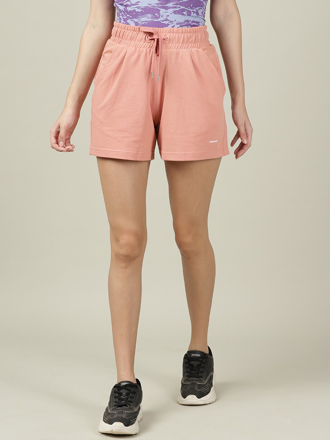 Head Women Pink Solid Sports Shorts
