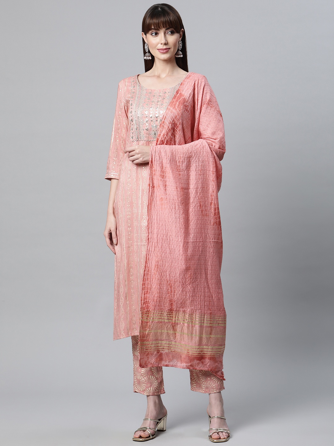 Readiprint Fashions Women Pink Printed Gotta Patti Kurta with Palazzos & With Dupatta
Readiprint Fashions Women Pink Printed Gotta Patti Kurta with Palazzos & With Dupatta