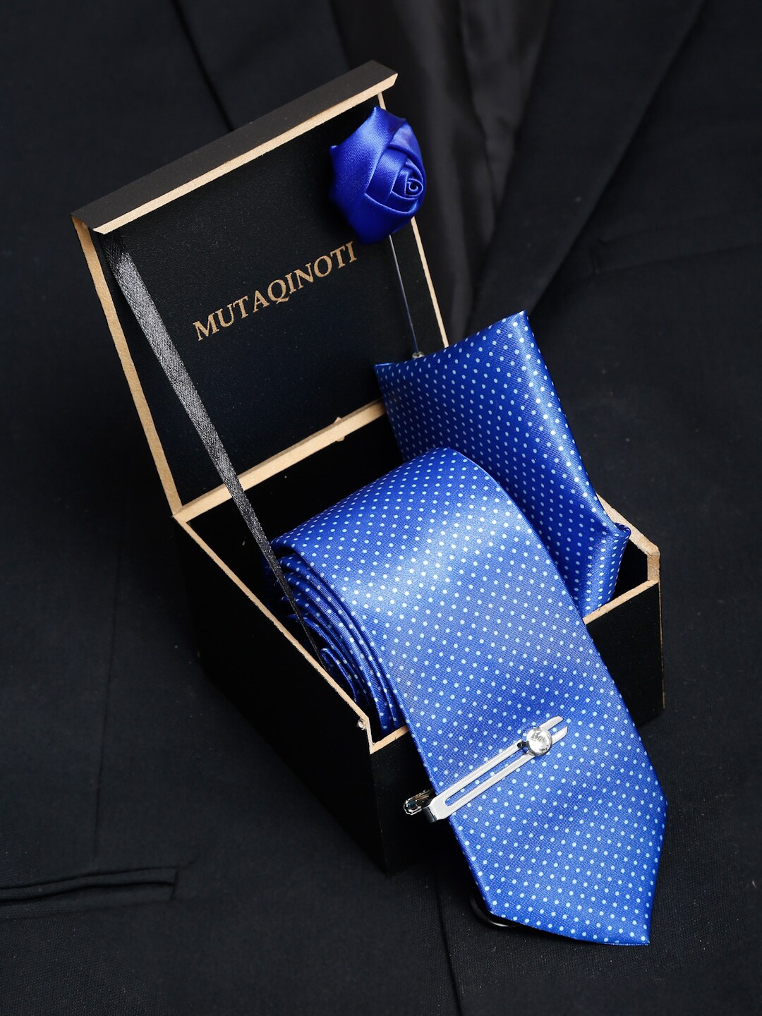 MUTAQINOTI Men Blue Accessory Gift Set