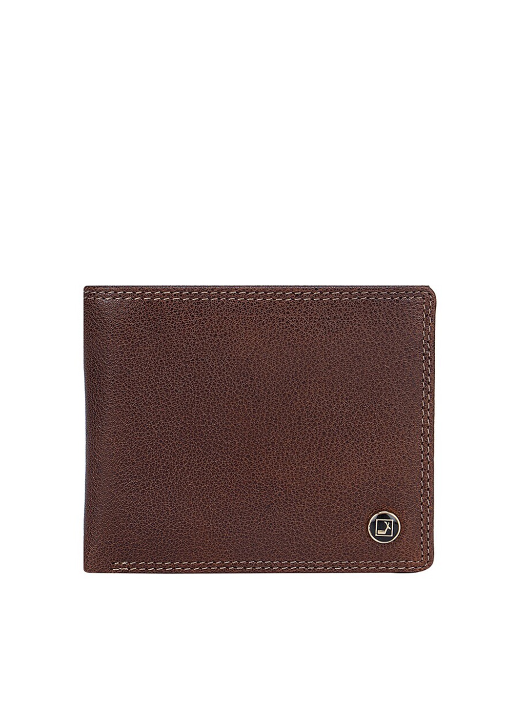 Da Milano Men Brown Textured Leather Two Fold Wallet
