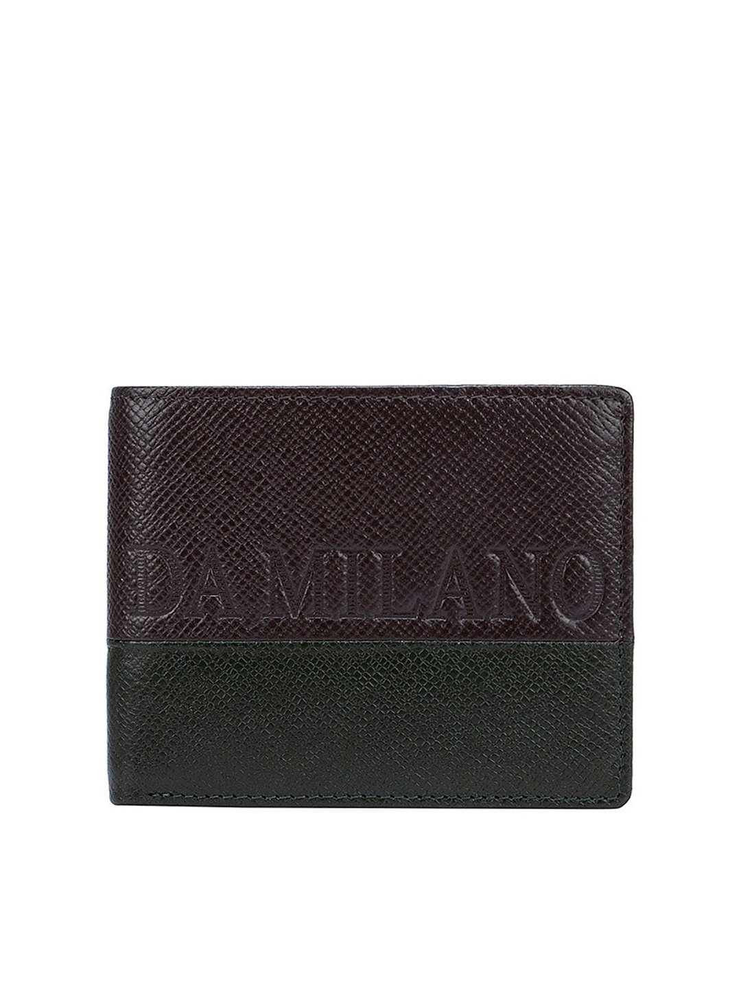 Da Milano Men Brown Textured Leather Two Fold Wallet