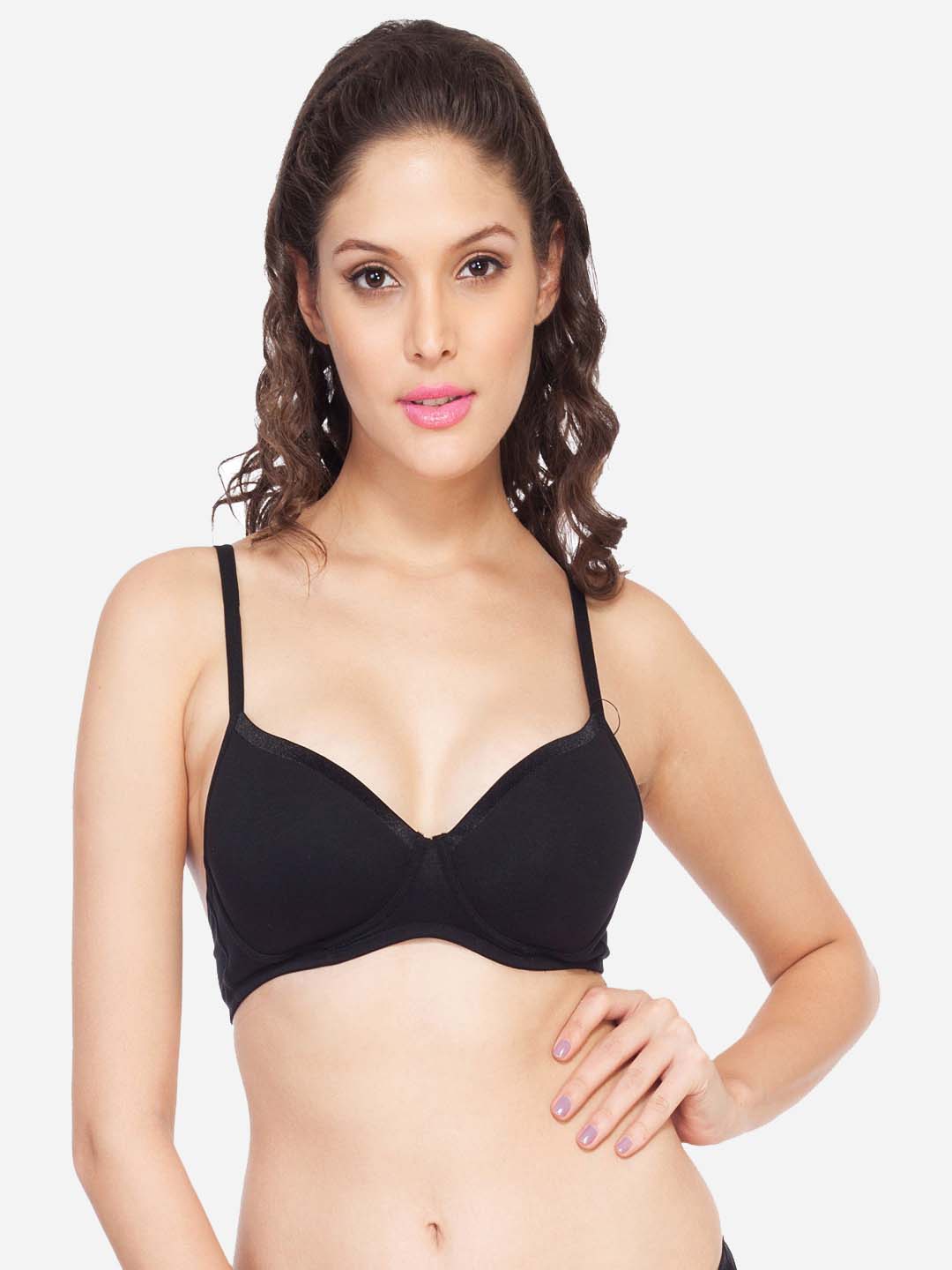 SOIE Semi/Medium Coverage Padded Non-Wired Satin Panelled Cotton Spandex T-shirt Bra, Black
SOIE Semi/Medium Coverage Padded Non-Wired Satin Panelled Cotton Spandex T-shirt Bra, Black