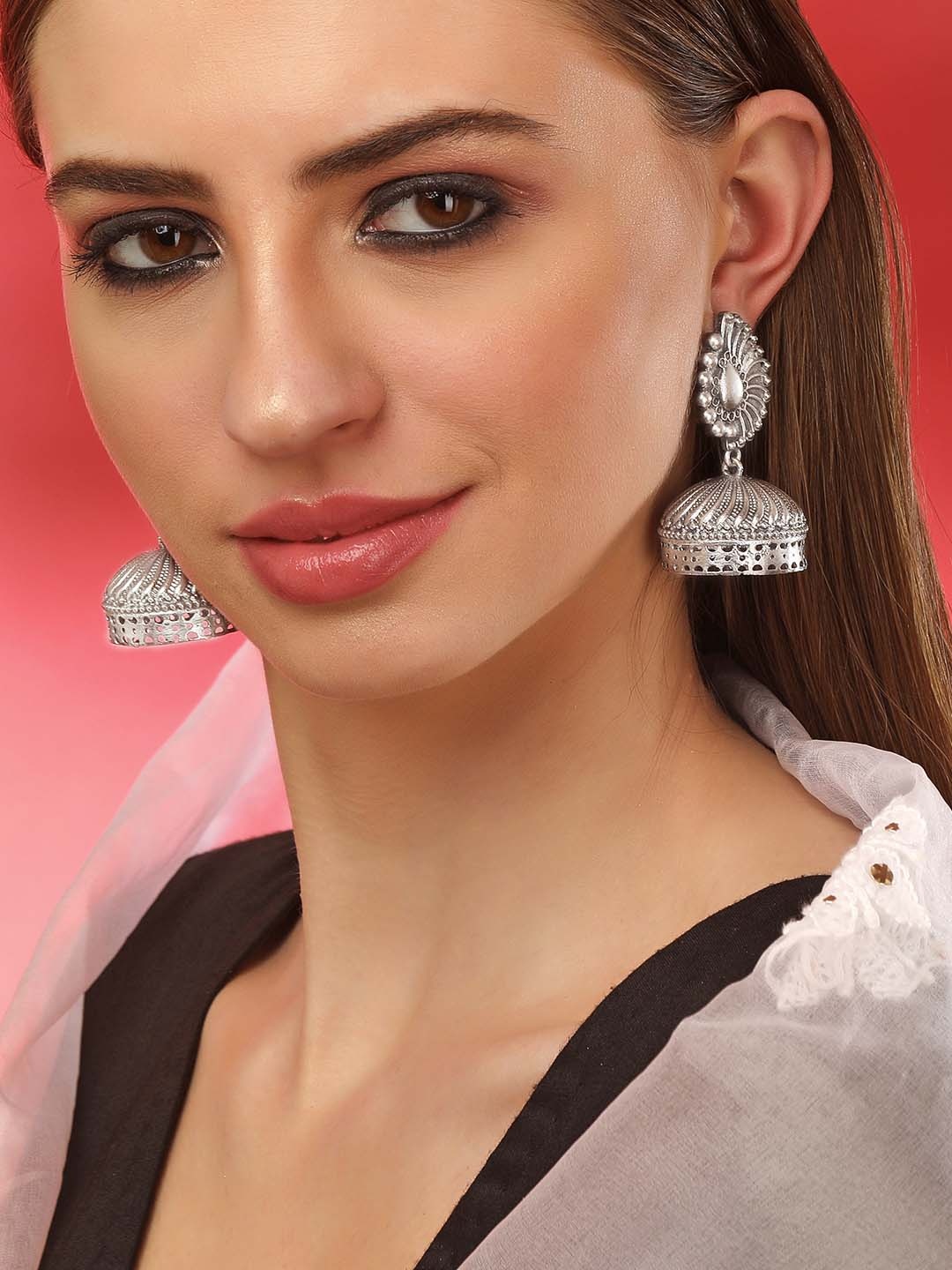 Rubans Oxidized Silver Plated Anti Tarnish Lightweight Traditional Fancy Jhumka Earrings
Rubans Oxidized Silver Plated Anti Tarnish Lightweight Traditional Fancy Jhumka Earrings