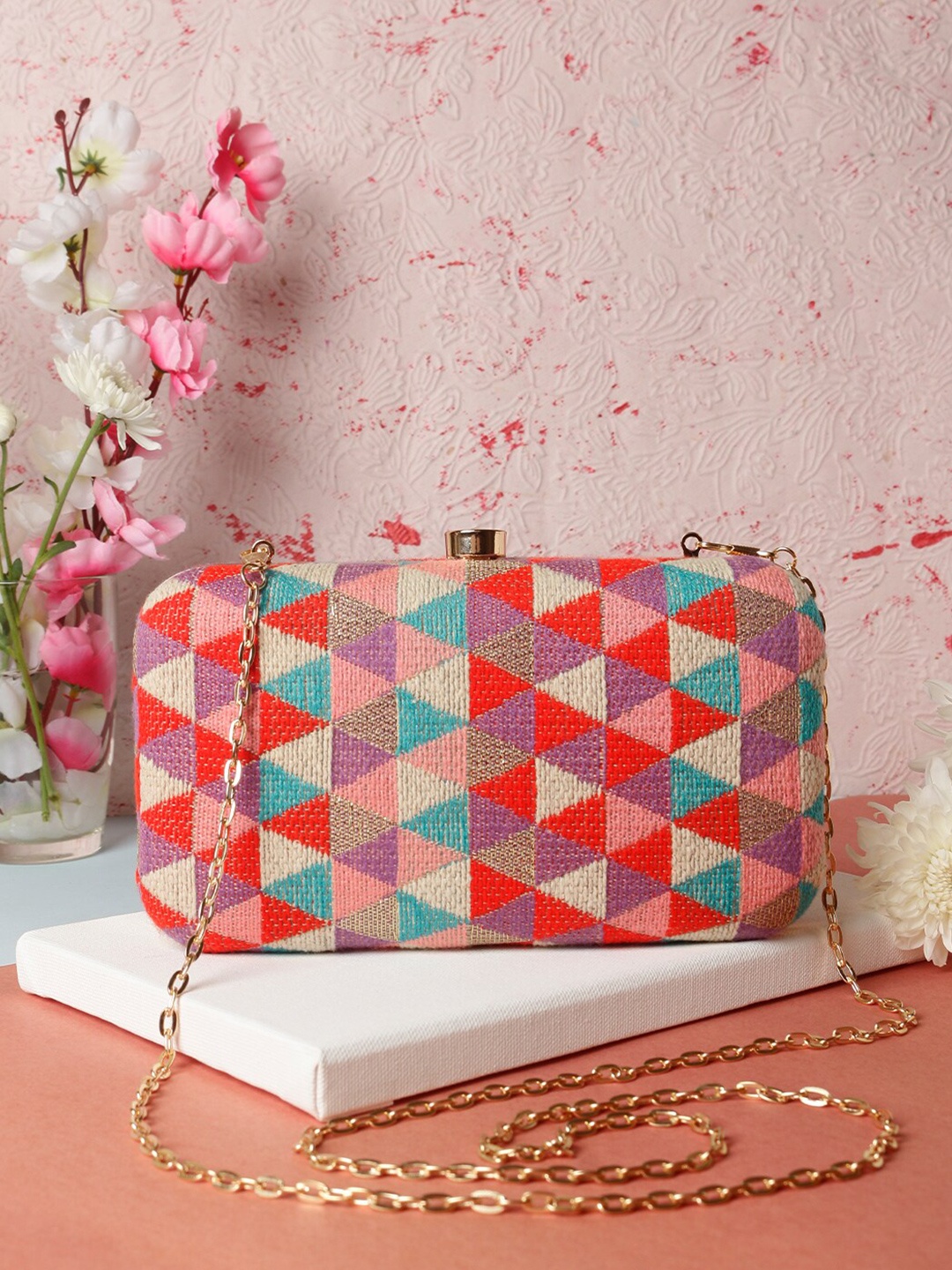 Swisni Red & Blue Printed Purse Clutch