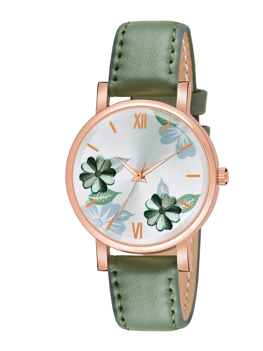 Shocknshop Women White Printed Dial & Green Leather Straps Analogue Watch- W47Green 
Shocknshop Women White Printed Dial & Green Leather Straps Analogue Watch- W47Green
